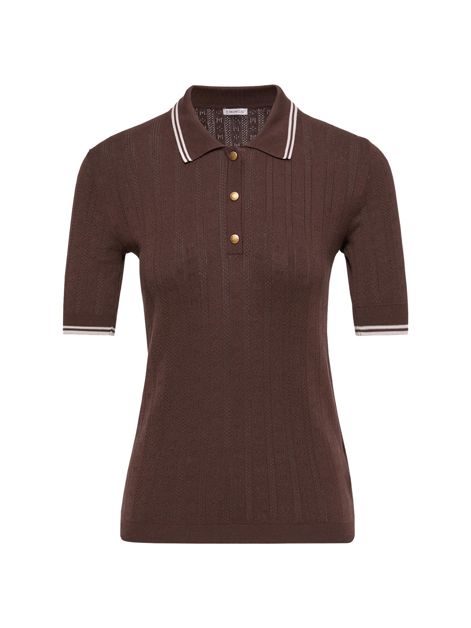 Moncler Women's Polo Shirt in Cotton - Brown