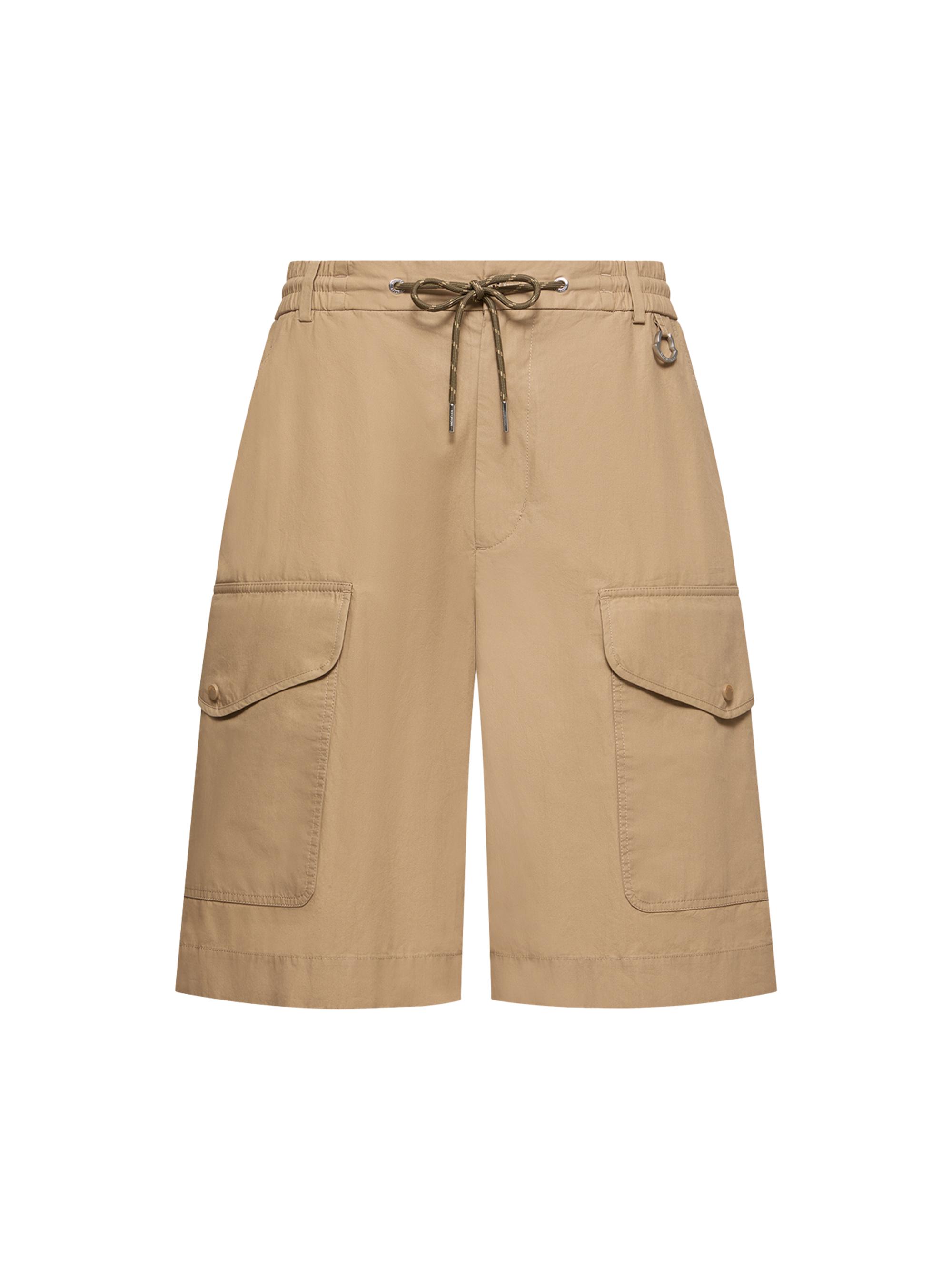 Moncler Men's Shorts in Cotton Poplin - Beige