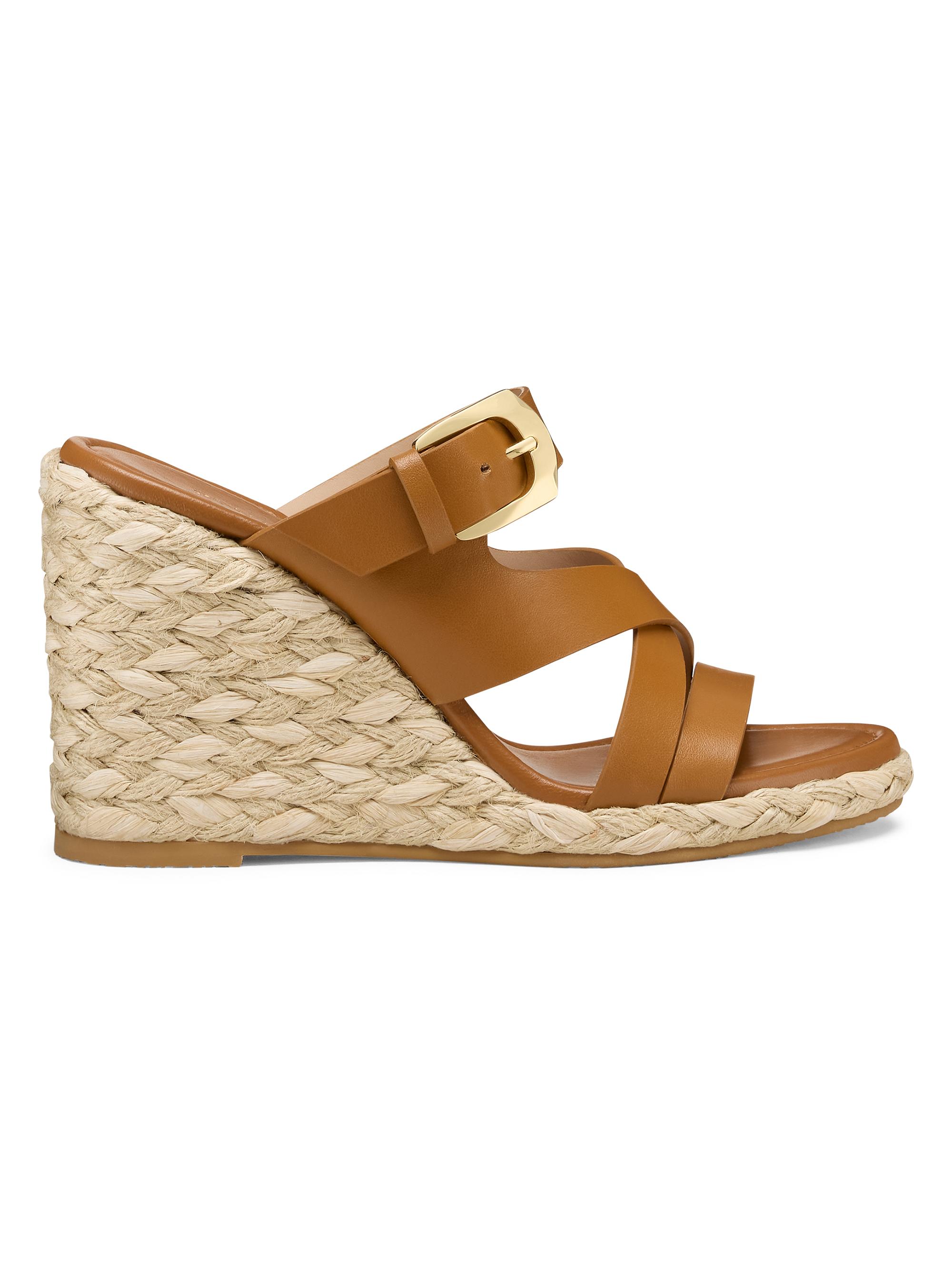 Stuart Weitzman Women's Sai 105MM Leather Espadrille Wedge Sandals - Boho Tan