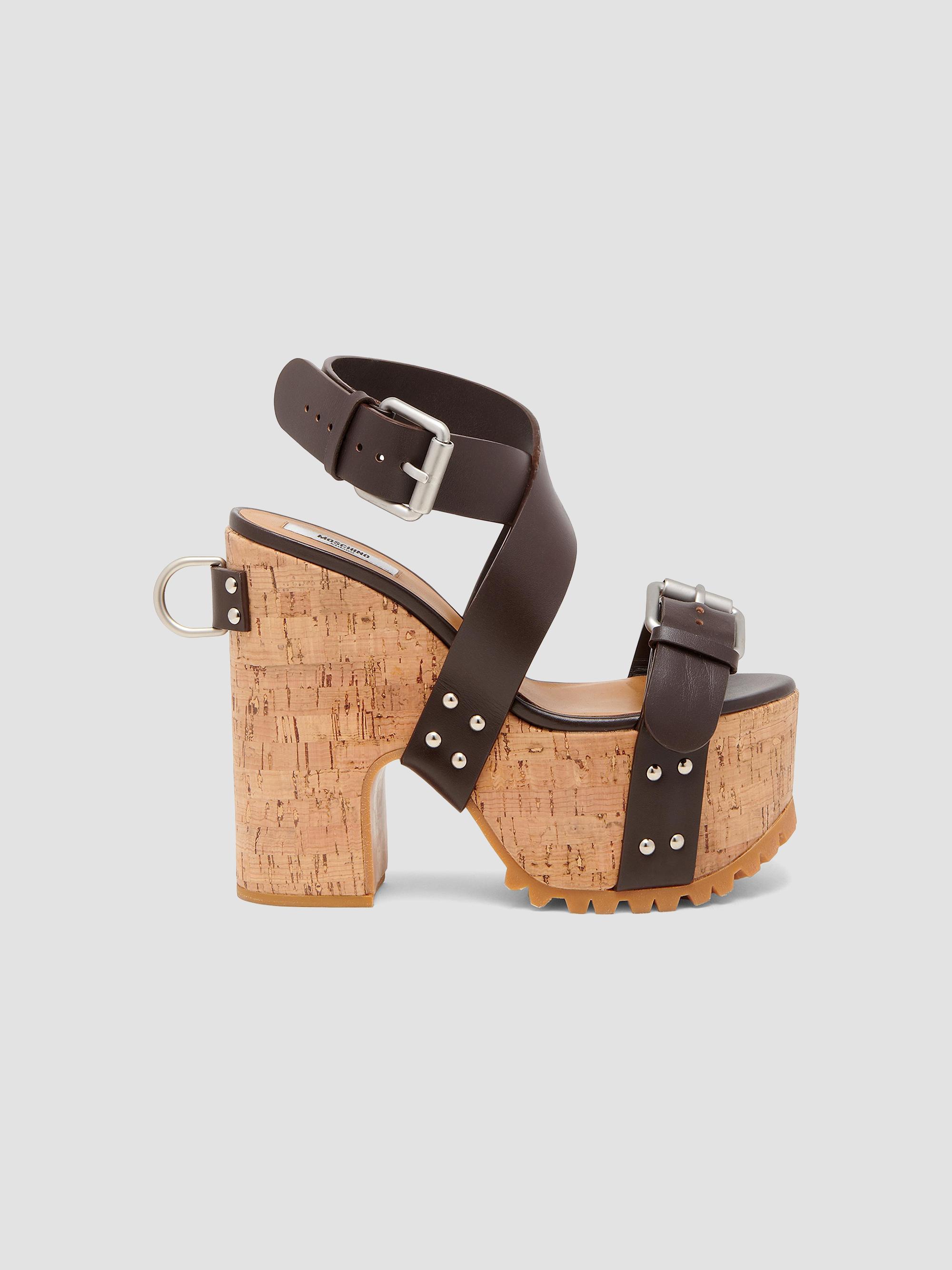 Moschino Women's Open Toe Leather Platform Sandals - Brown | Thumbnail 7