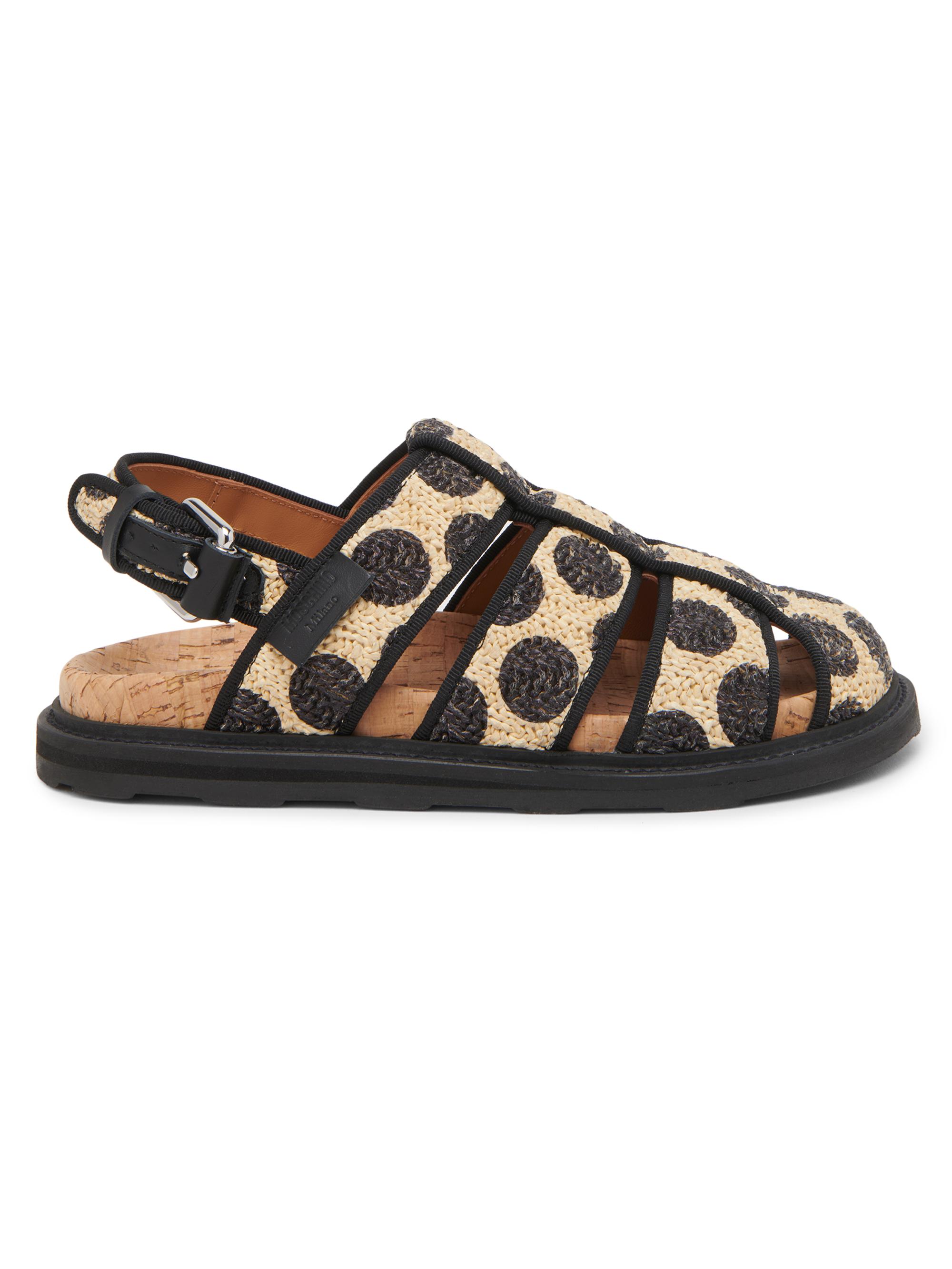 Moschino Women's Polka Dot Woven Raffia Sandals - Natural Black | Thumbnail 6