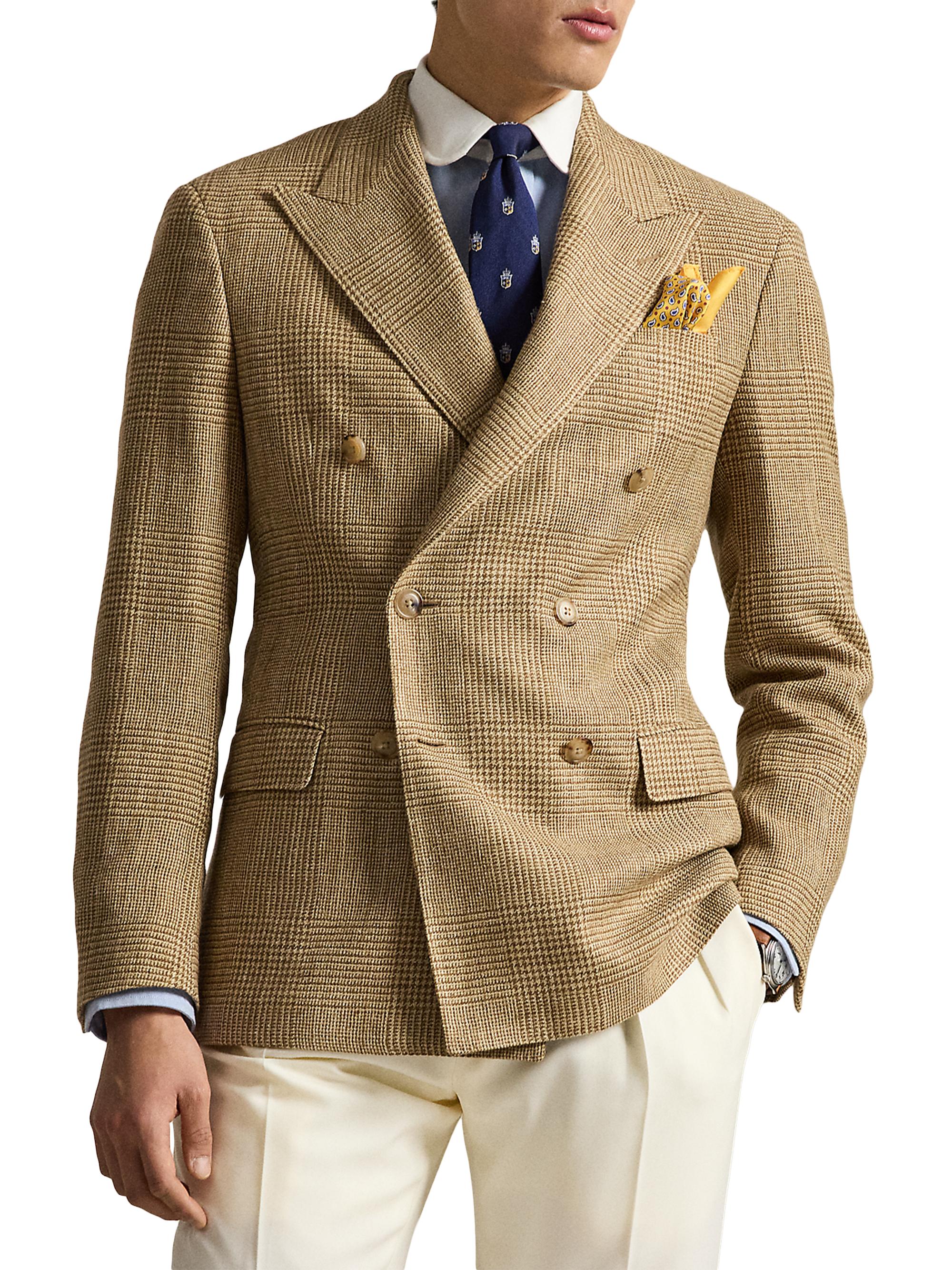 Polo Ralph Lauren Men's Glen Plaid Double-Breasted Sport Jacket - Brown Tan | Thumbnail 3