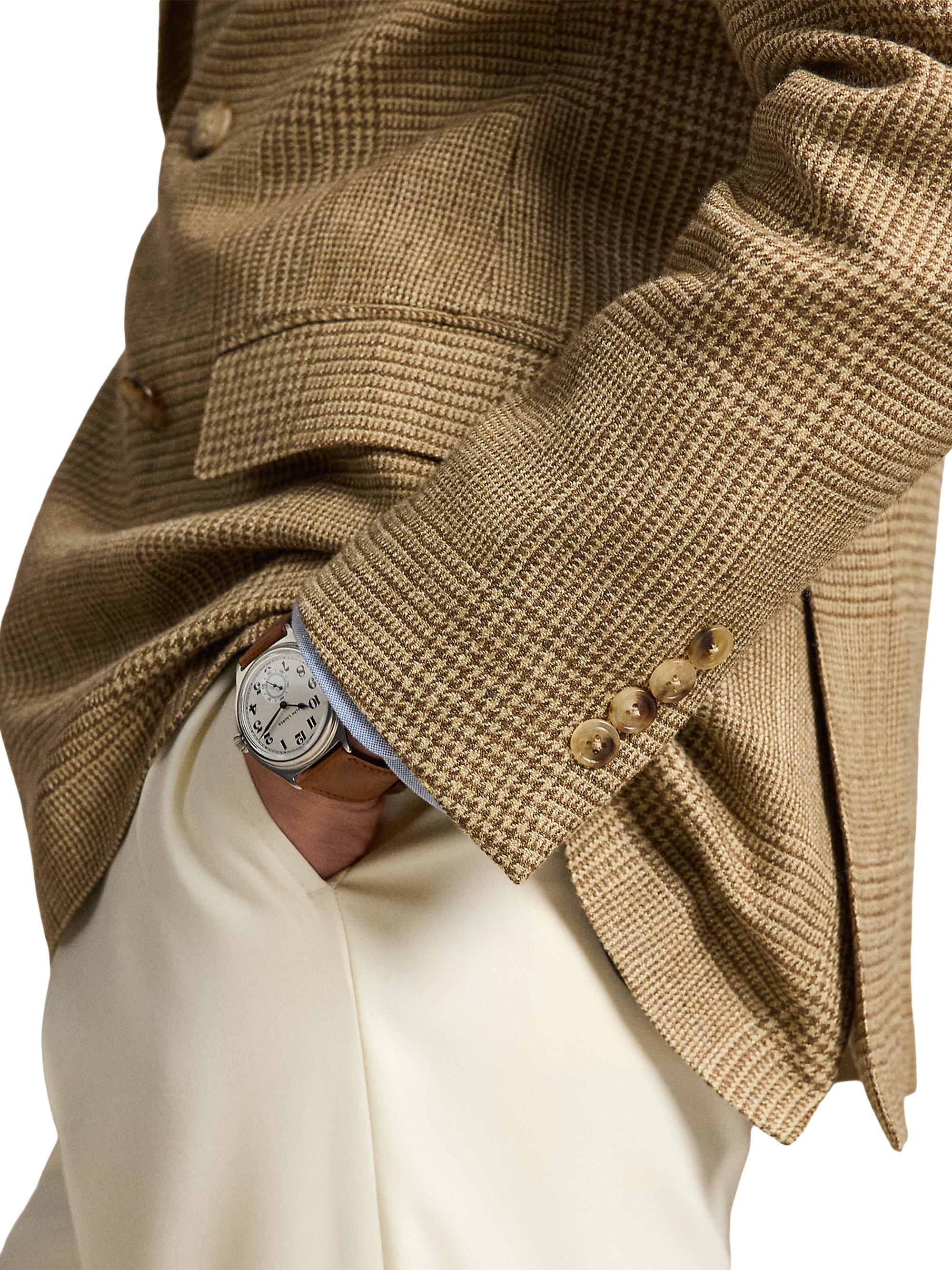Polo Ralph Lauren Men's Glen Plaid Double-Breasted Sport Jacket - Brown Tan | Thumbnail 5