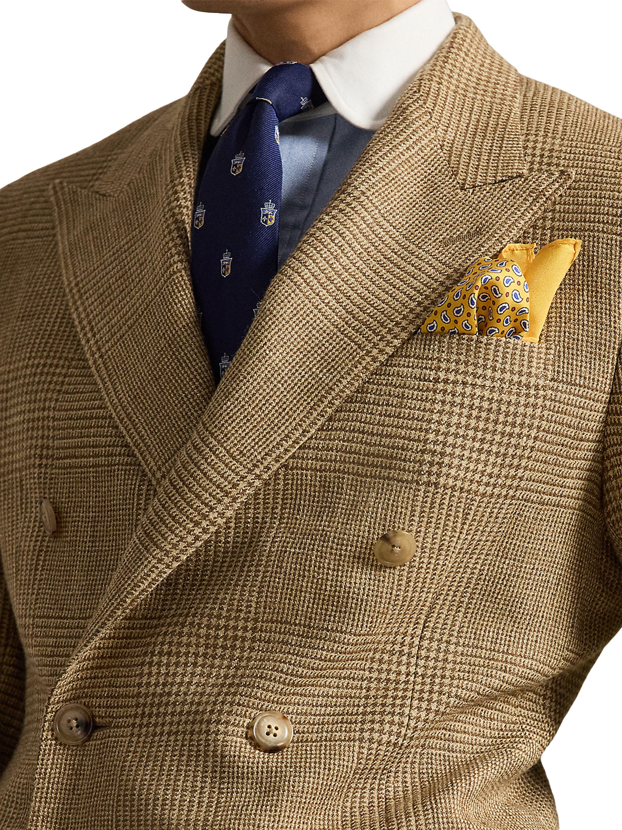 Polo Ralph Lauren Men's Glen Plaid Double-Breasted Sport Jacket - Brown Tan | Thumbnail 6