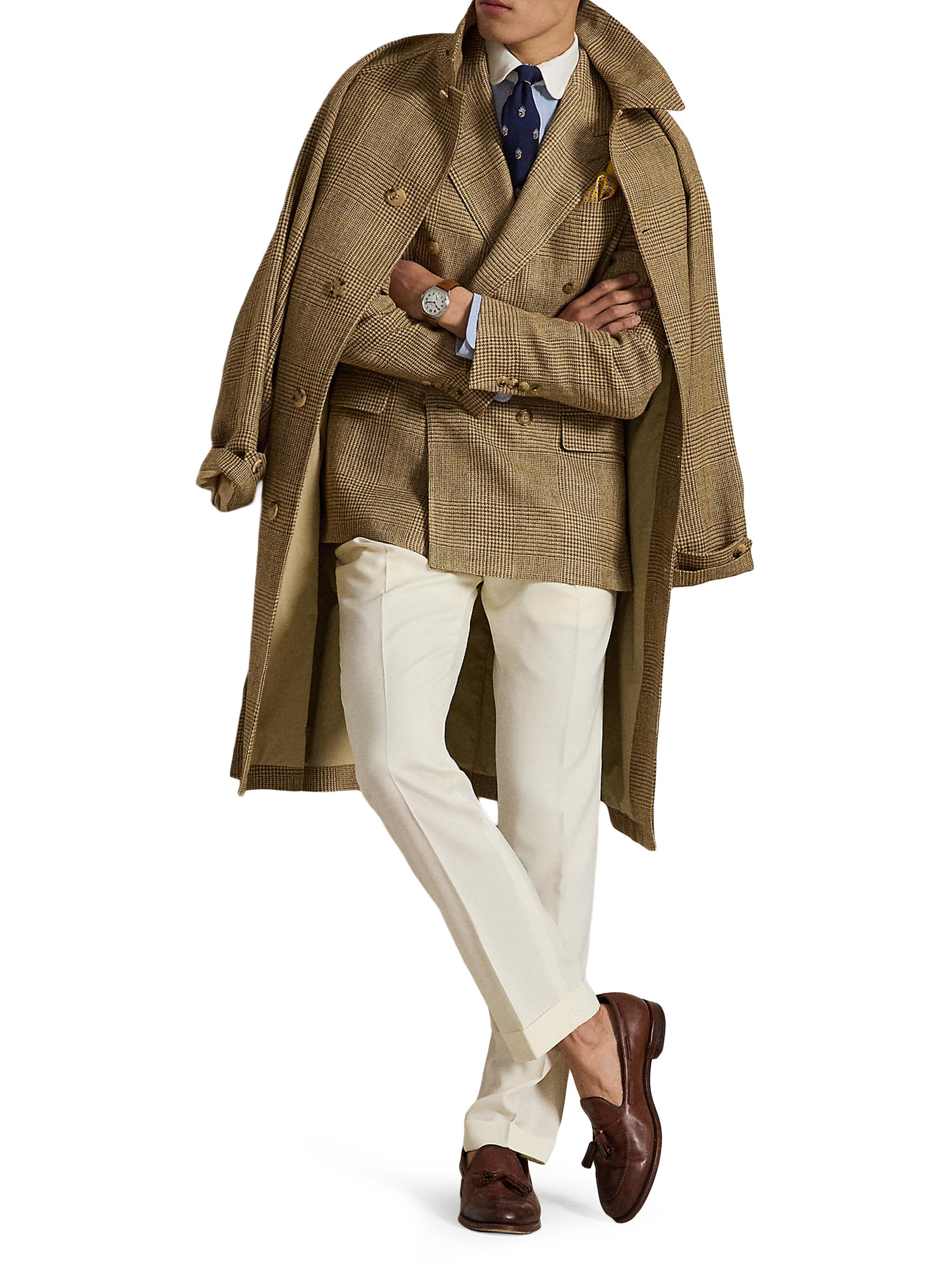 Polo Ralph Lauren Men's Glen Plaid Double-Breasted Sport Jacket - Brown Tan | Thumbnail 2