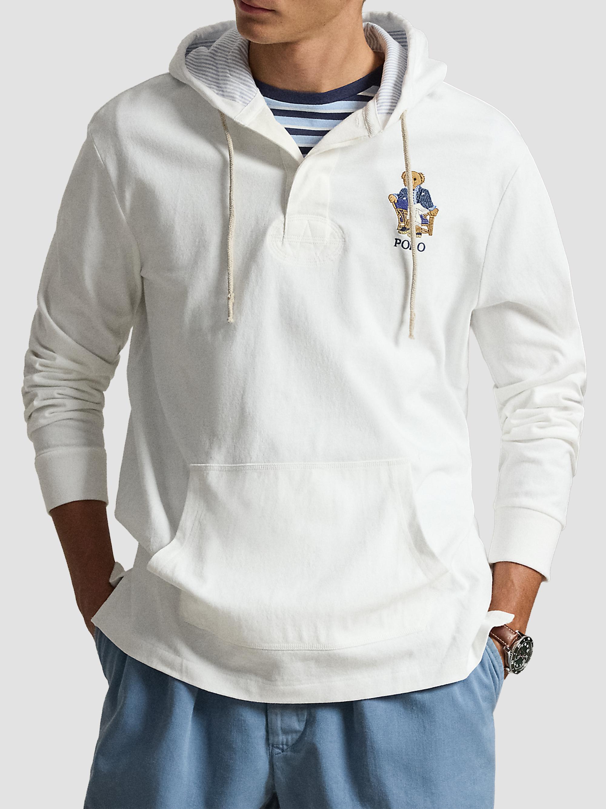 Polo Ralph Lauren Men's Polo Bear Cotton Hoodie - Newport Bear White | Thumbnail 4
