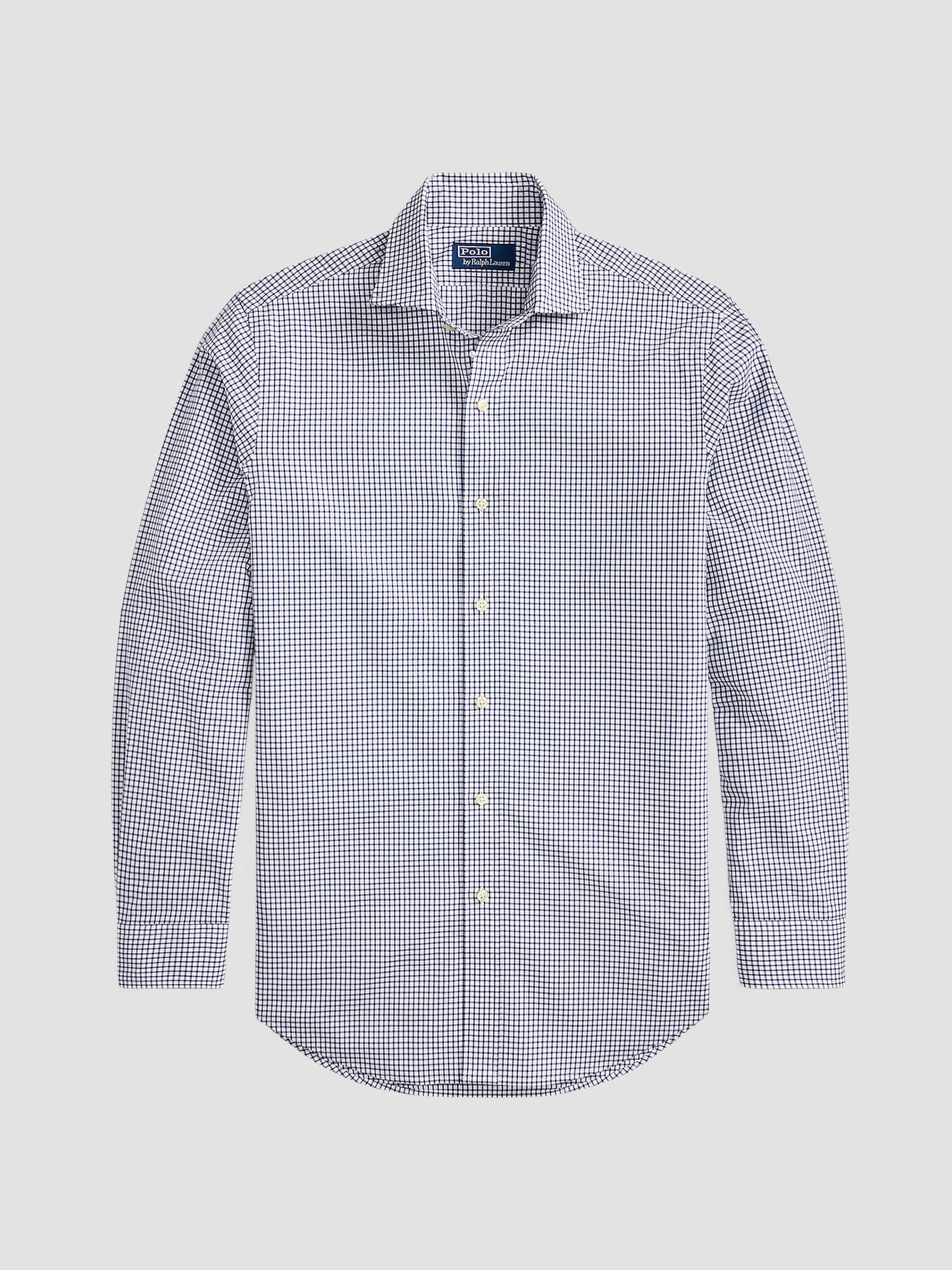 Ralph Lauren Men's Glen Plaid Poplin Classic-Fit Shirt - Navy White | Thumbnail 7