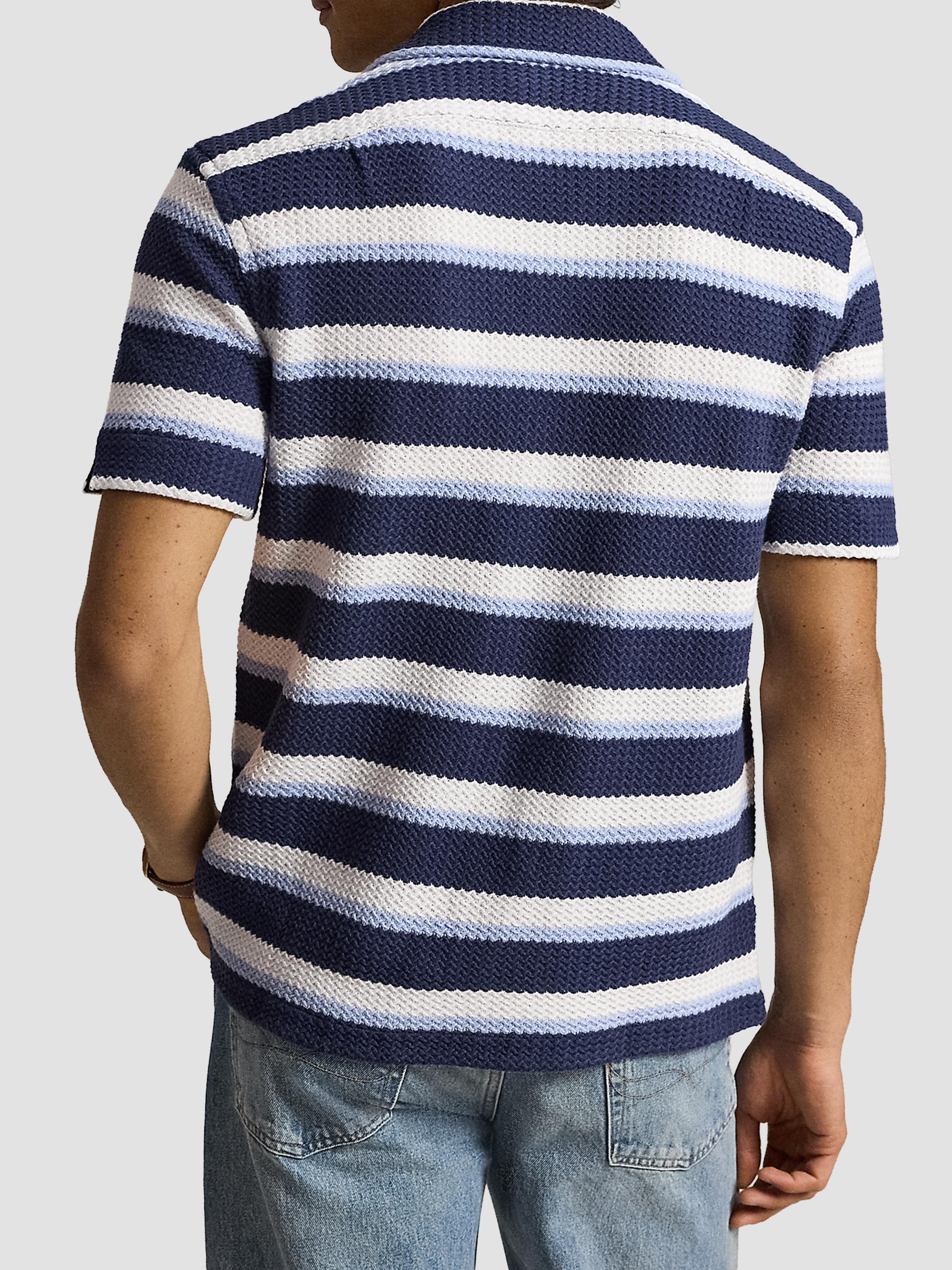 Polo Ralph Lauren Men's Striped Knit Cotton Camp Shirt - Newport Navy Multi | Thumbnail 3