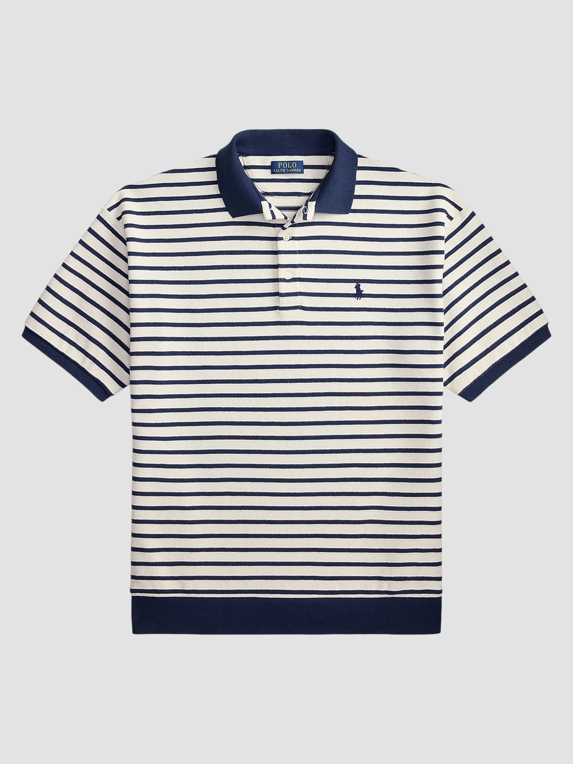 Polo Ralph Lauren Men's Relaxed-Fit Striped Textured Polo Shirt - Nevis Newport Navy