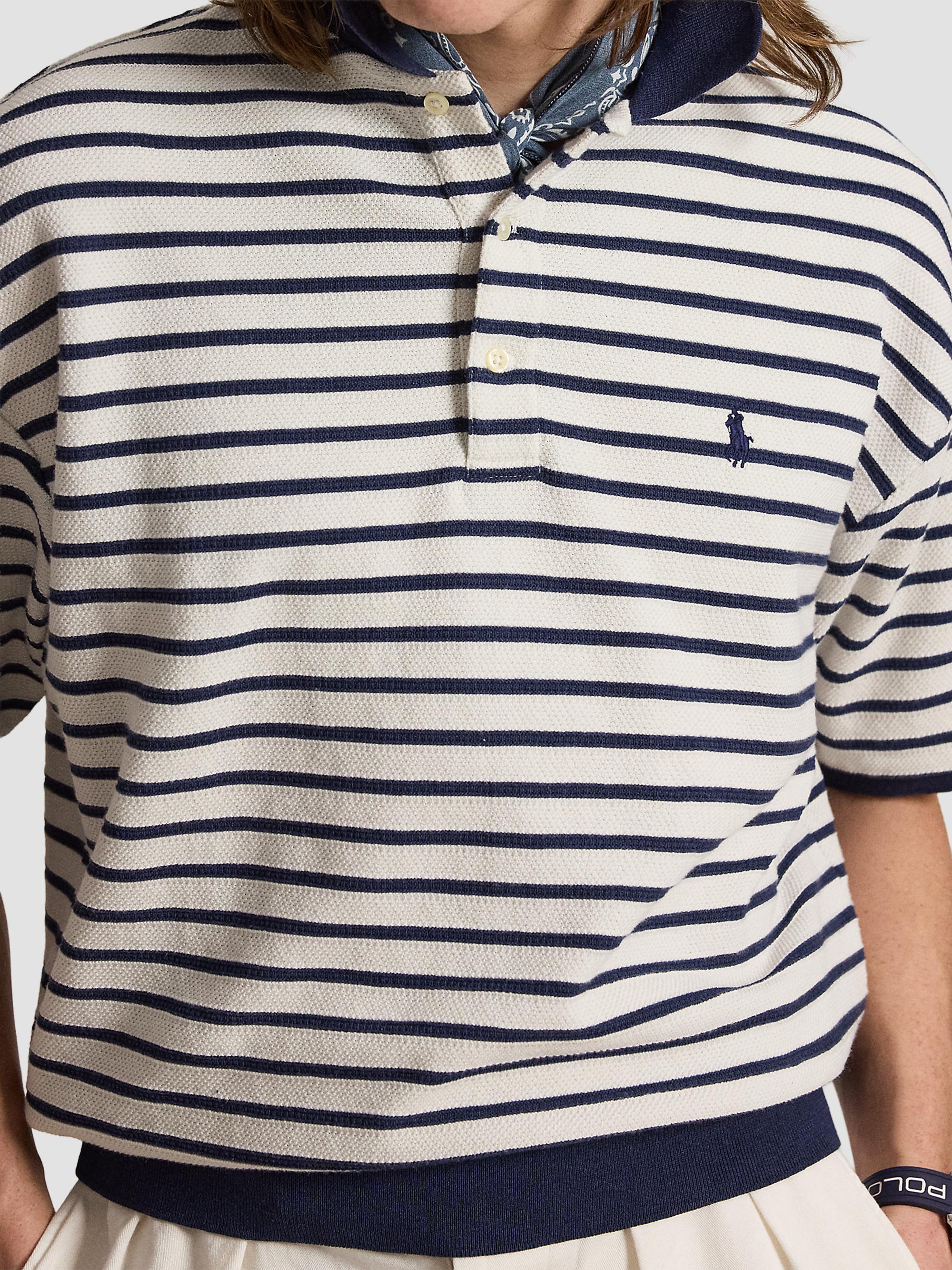 Polo Ralph Lauren Men's Relaxed-Fit Striped Jacquard Knit Polo Shirt - Nevis Newport Navy | Thumbnail 5