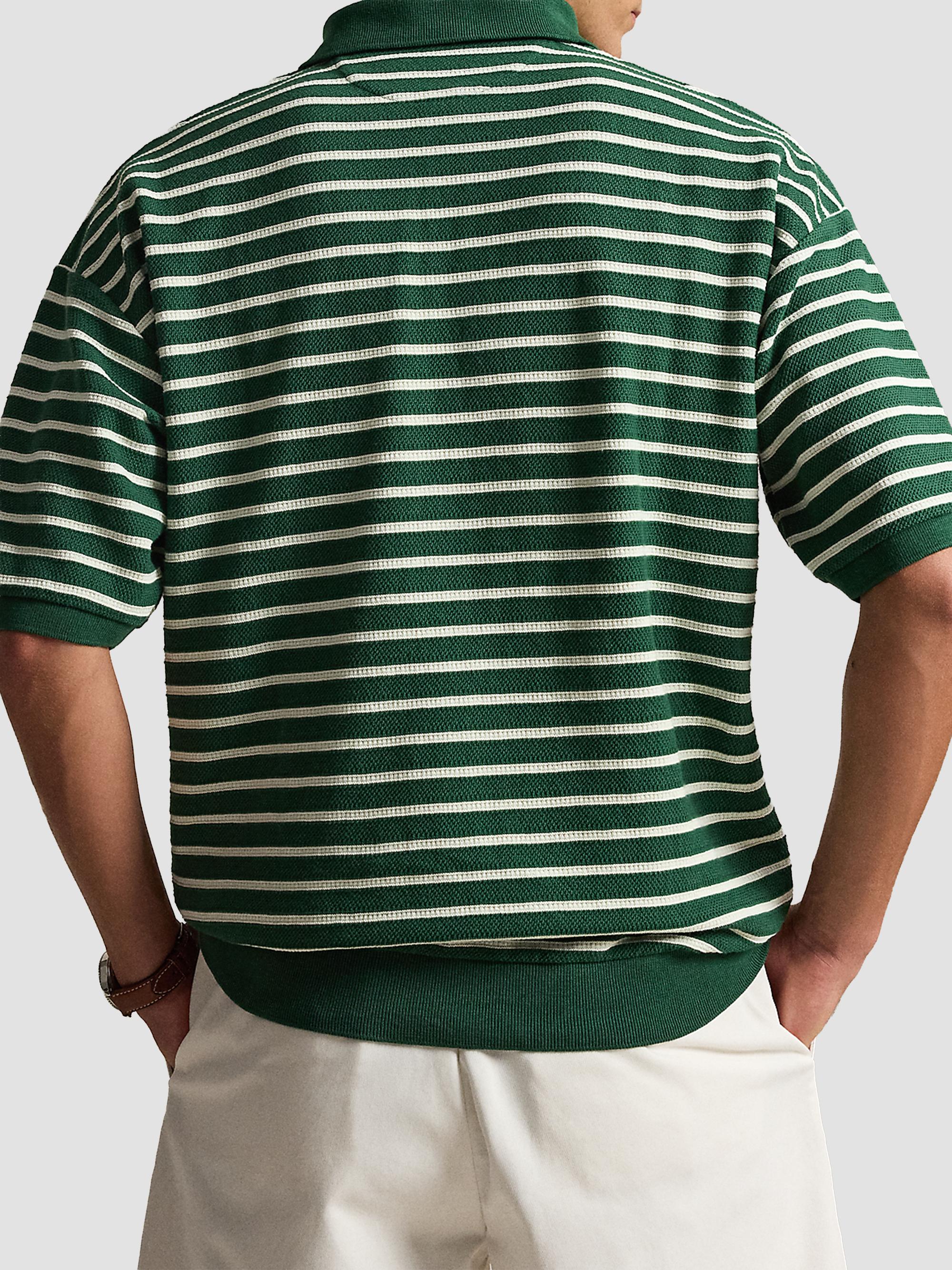 Polo Ralph Lauren Men's Relaxed-Fit Striped Jacquard Knit Polo Shirt - New Forest Nevis | Thumbnail 3