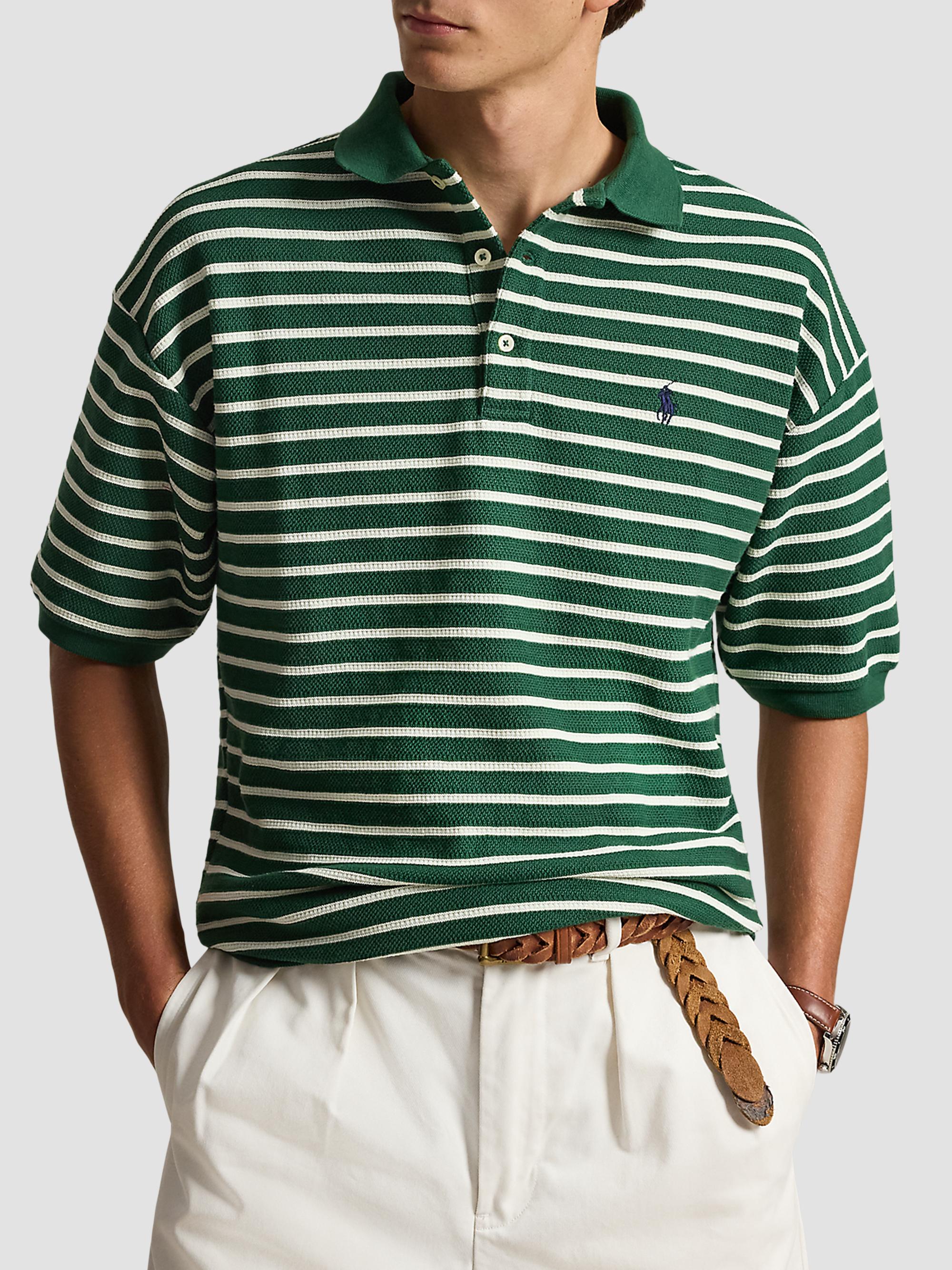 Polo Ralph Lauren Men's Relaxed-Fit Striped Jacquard Knit Polo Shirt - New Forest Nevis | Thumbnail 4