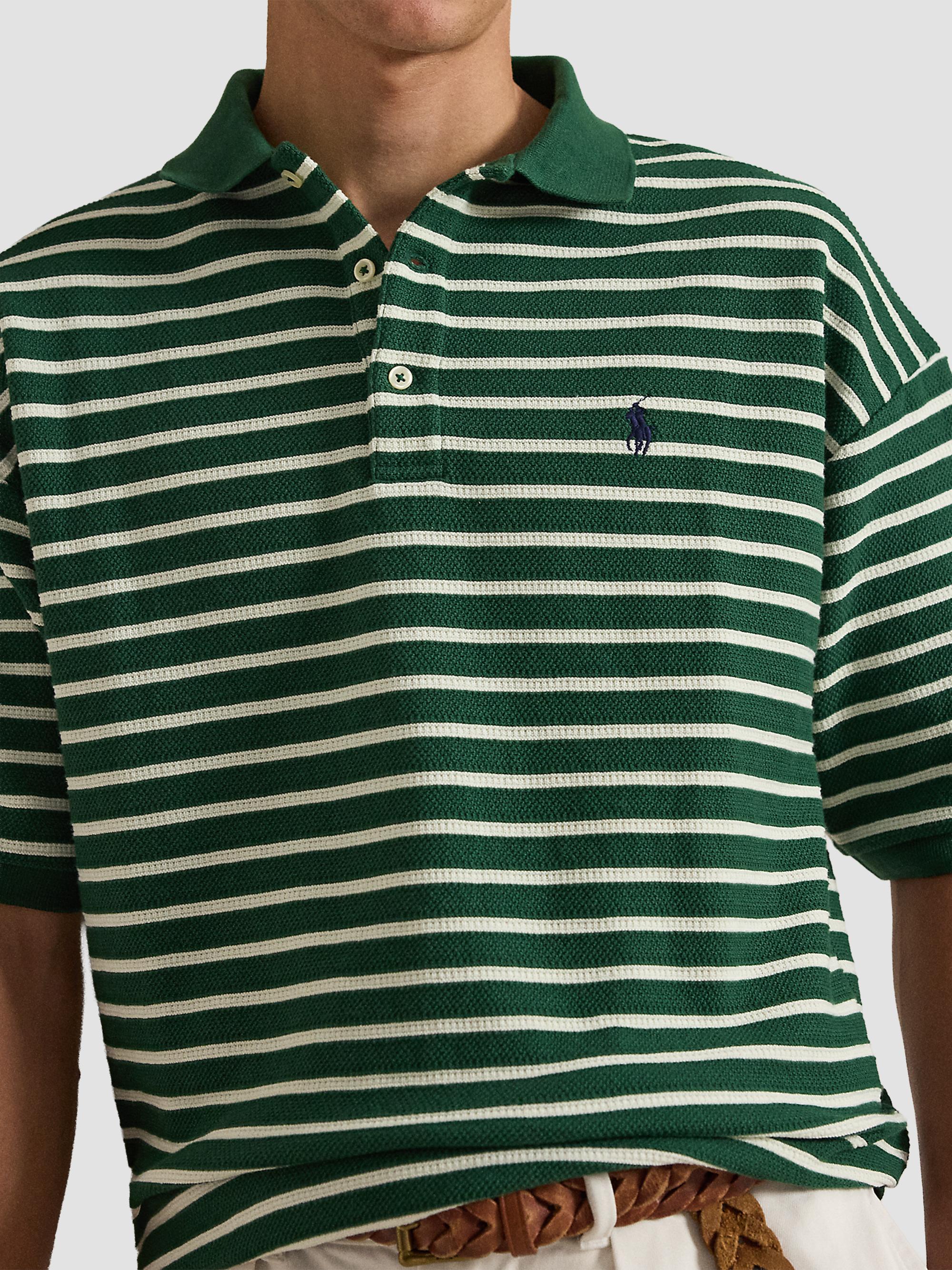 Polo Ralph Lauren Men's Relaxed-Fit Striped Jacquard Knit Polo Shirt - New Forest Nevis | Thumbnail 5