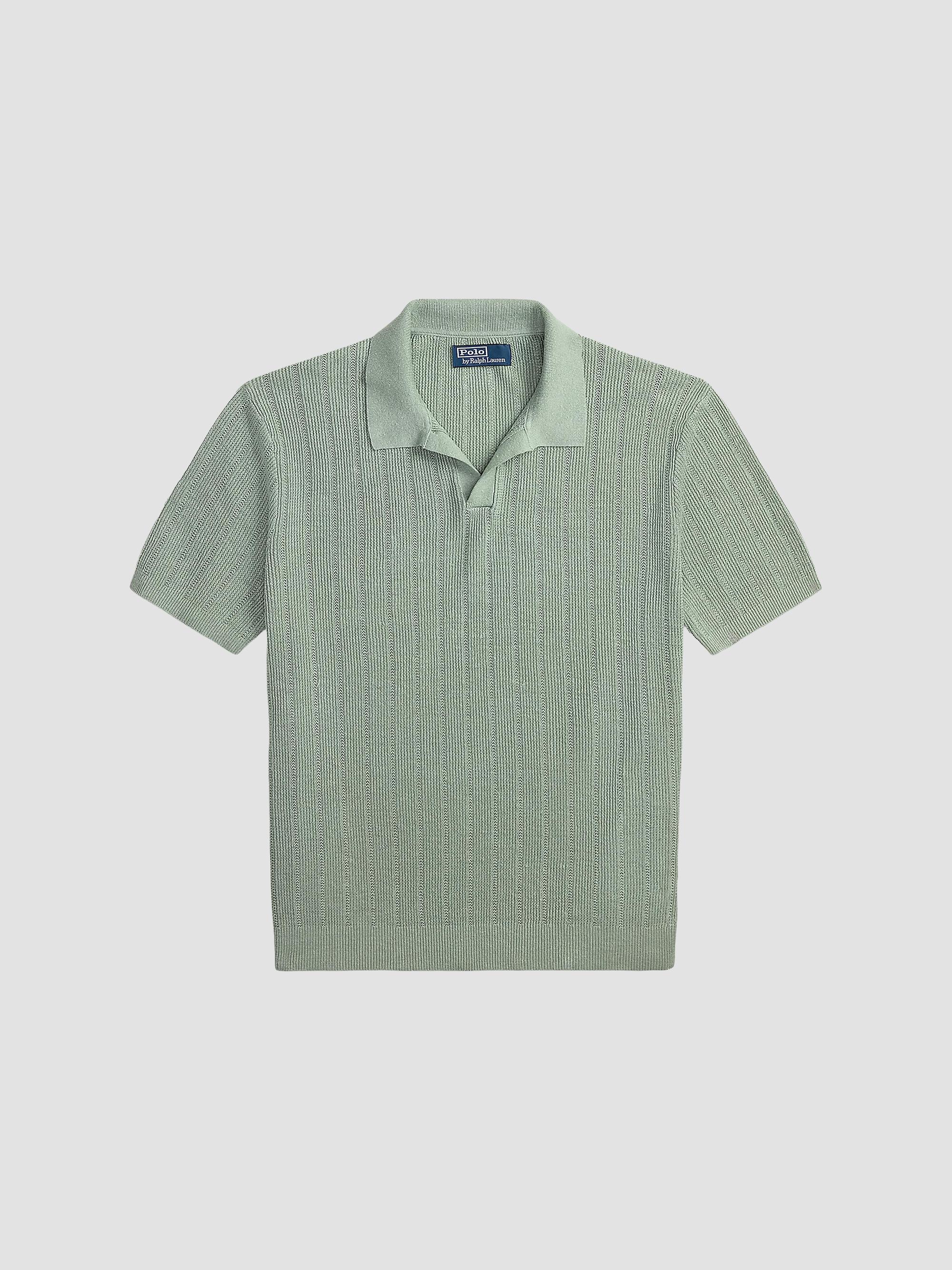 Polo Ralph Lauren Linen Rib-Knit Short-Sleeve Polo Sweater | Saks