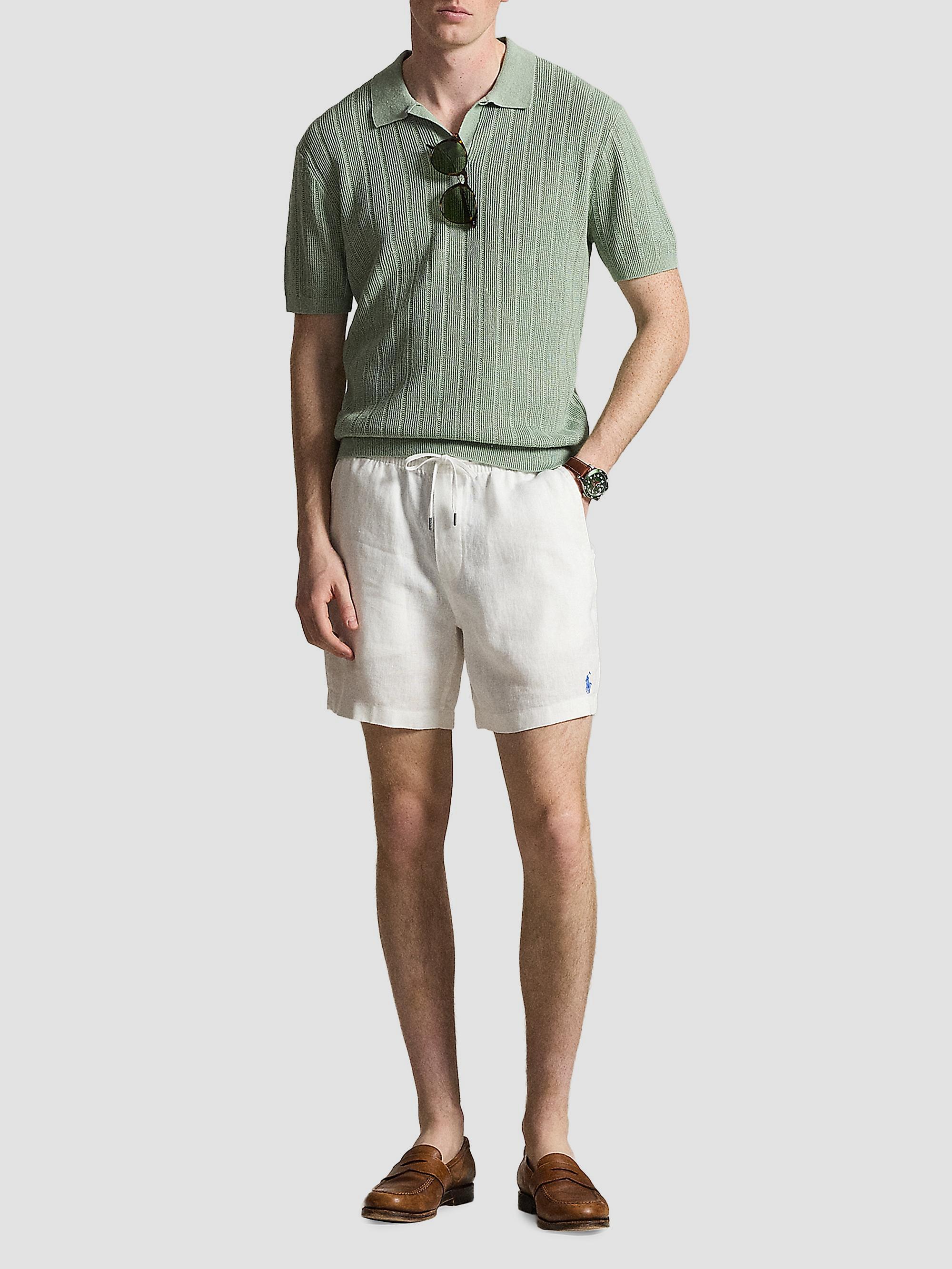 ポロバイラルフローレン 半袖スウェット Polo Ralph Lauren Linen Rib-Knit Short-Sleeve Polo Sweater | Saks
