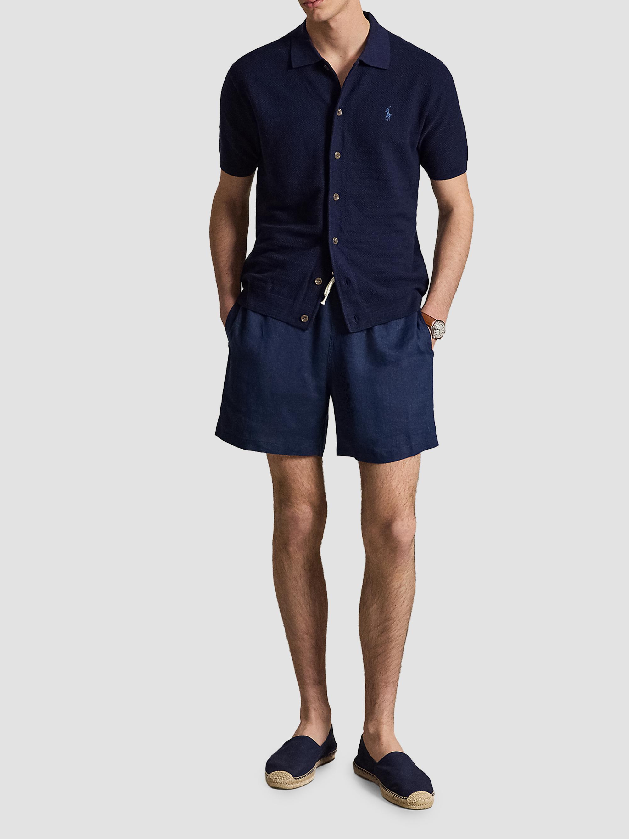 Polo Ralph Lauren Men's Herringbone Cotton-Linen Short-Sleeve Cardigan - Bright Navy | Thumbnail 2