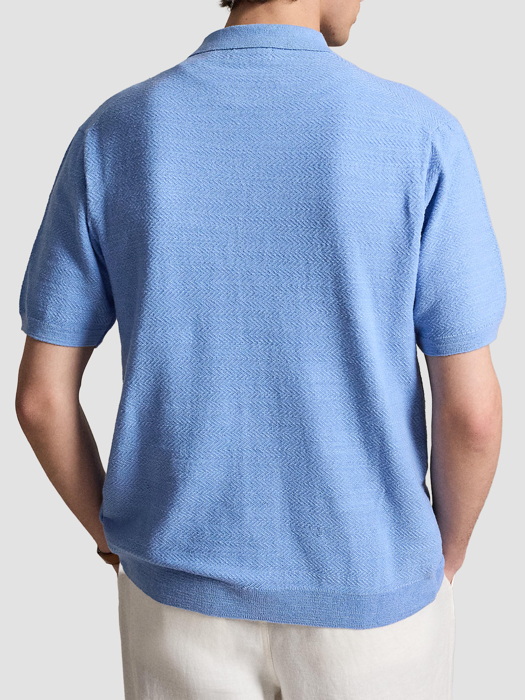 Polo Ralph Lauren Men's Herringbone Cotton-Linen Short-Sleeve Cardigan - Bristol Blue | Thumbnail 3