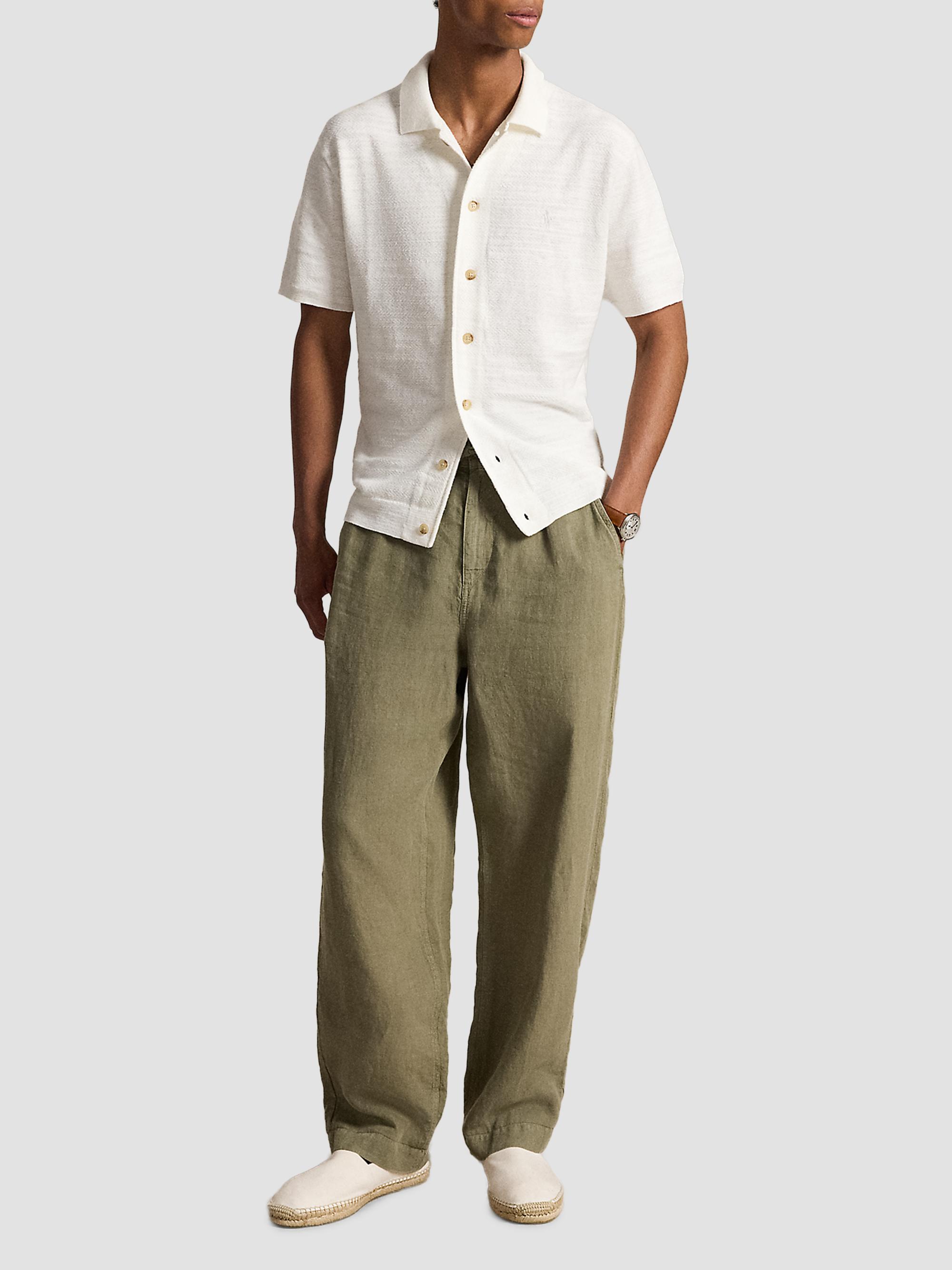 Polo Ralph Lauren Men's Herringbone Cotton-Linen Short-Sleeve Cardigan - Deckwash White | Thumbnail 2