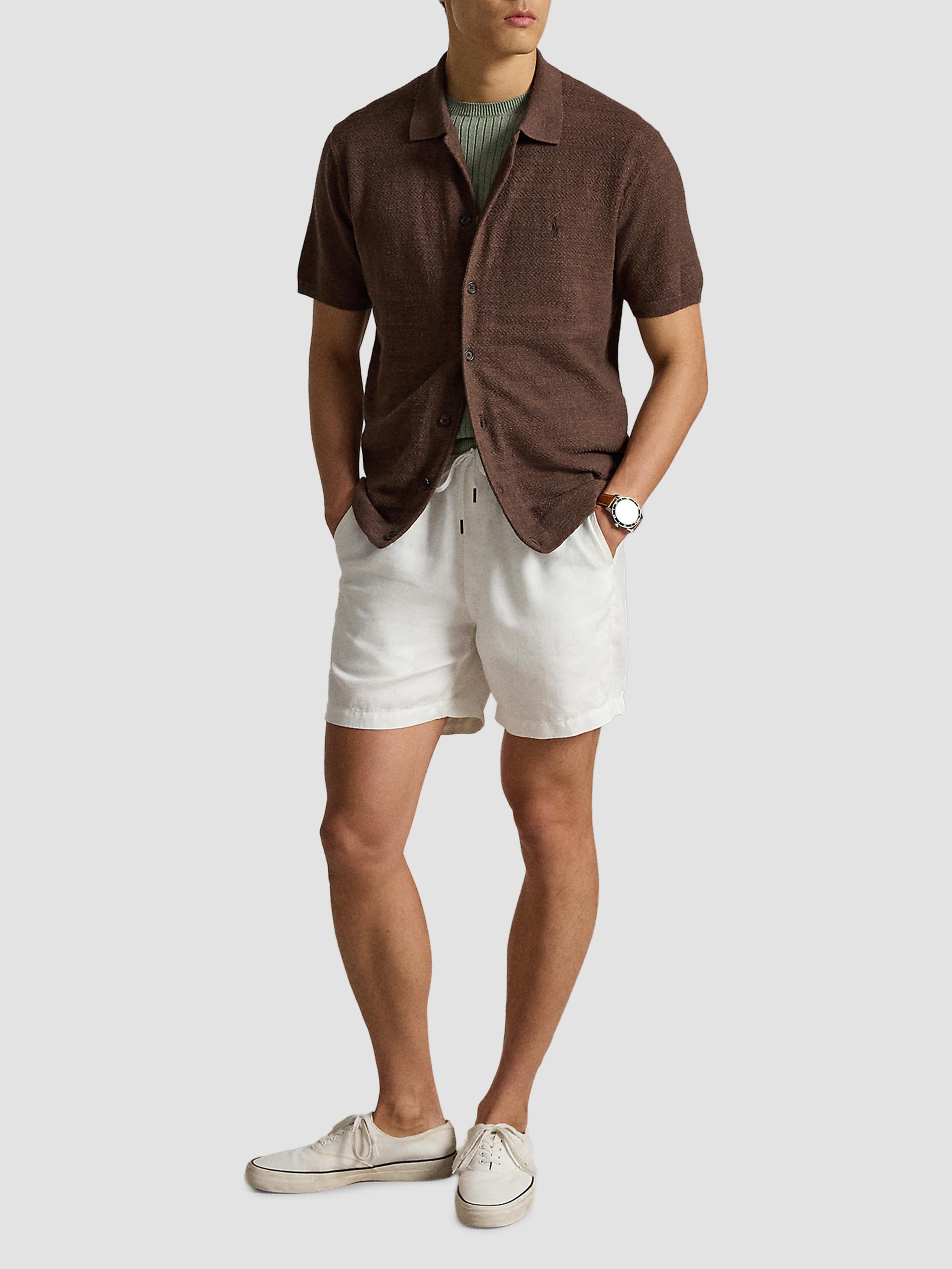 Polo Ralph Lauren Men's Herringbone Cotton-Linen Short-Sleeve Cardigan - Nutmeg Brown Heather | Thumbnail 2