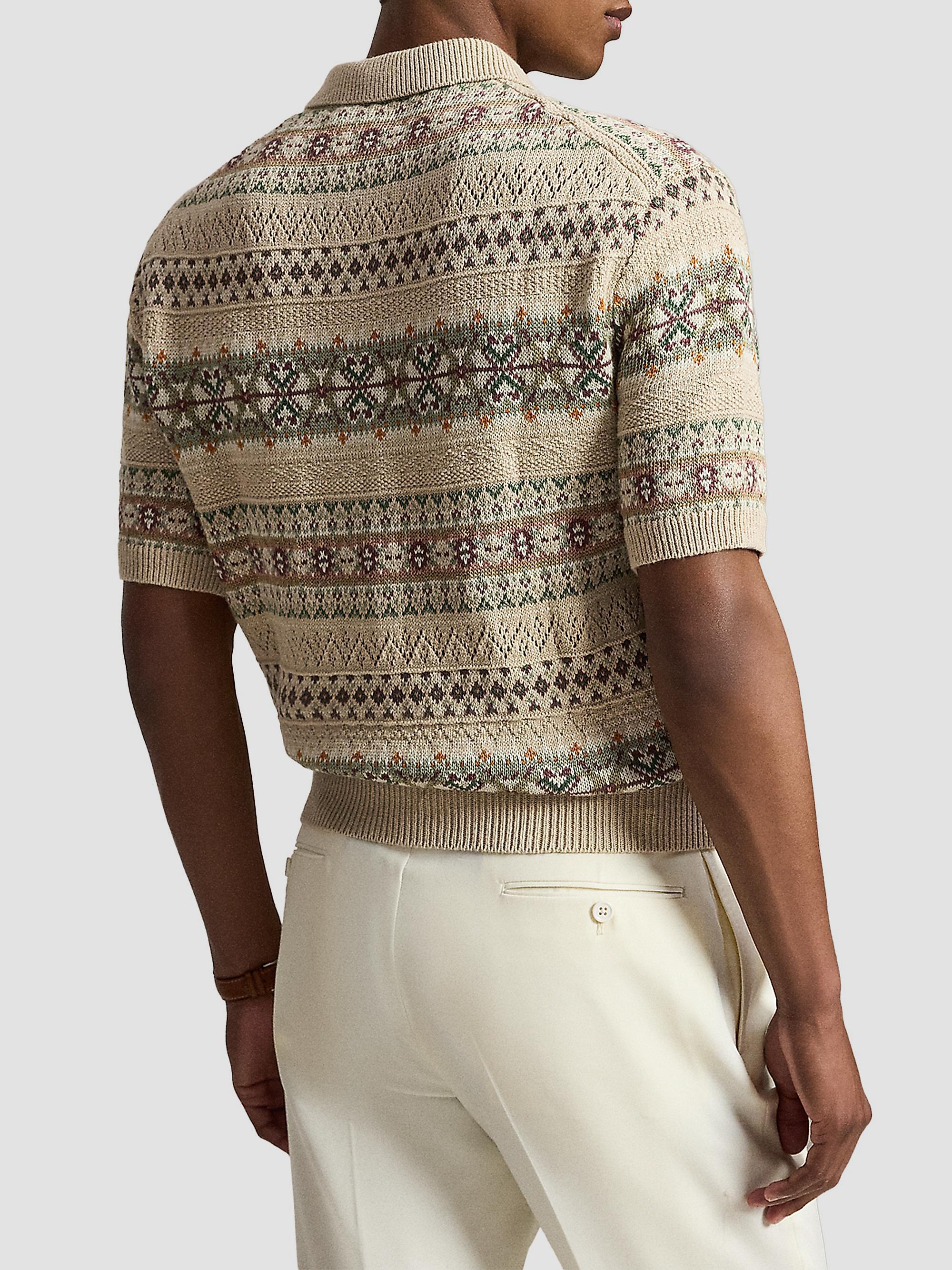 Polo Ralph Lauren Fair Isle-Inspired Cotton-Linen Knit Polo Shirt