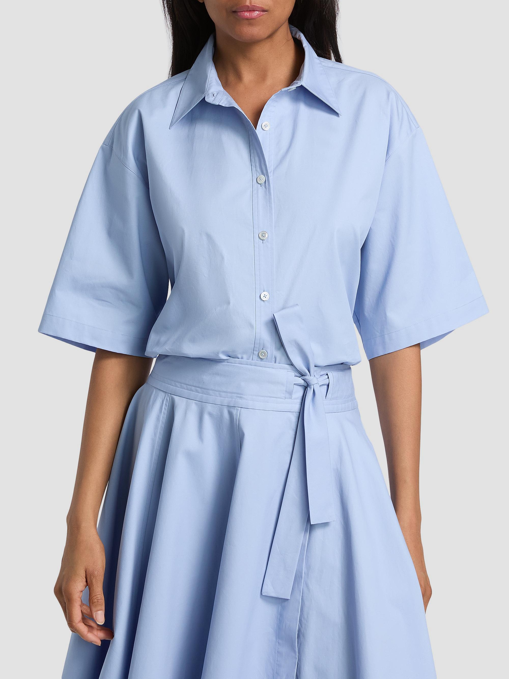 Derek Lam 10 Crosby Women's Olivia Cotton Crop Shirt - Light Blue | Thumbnail 3