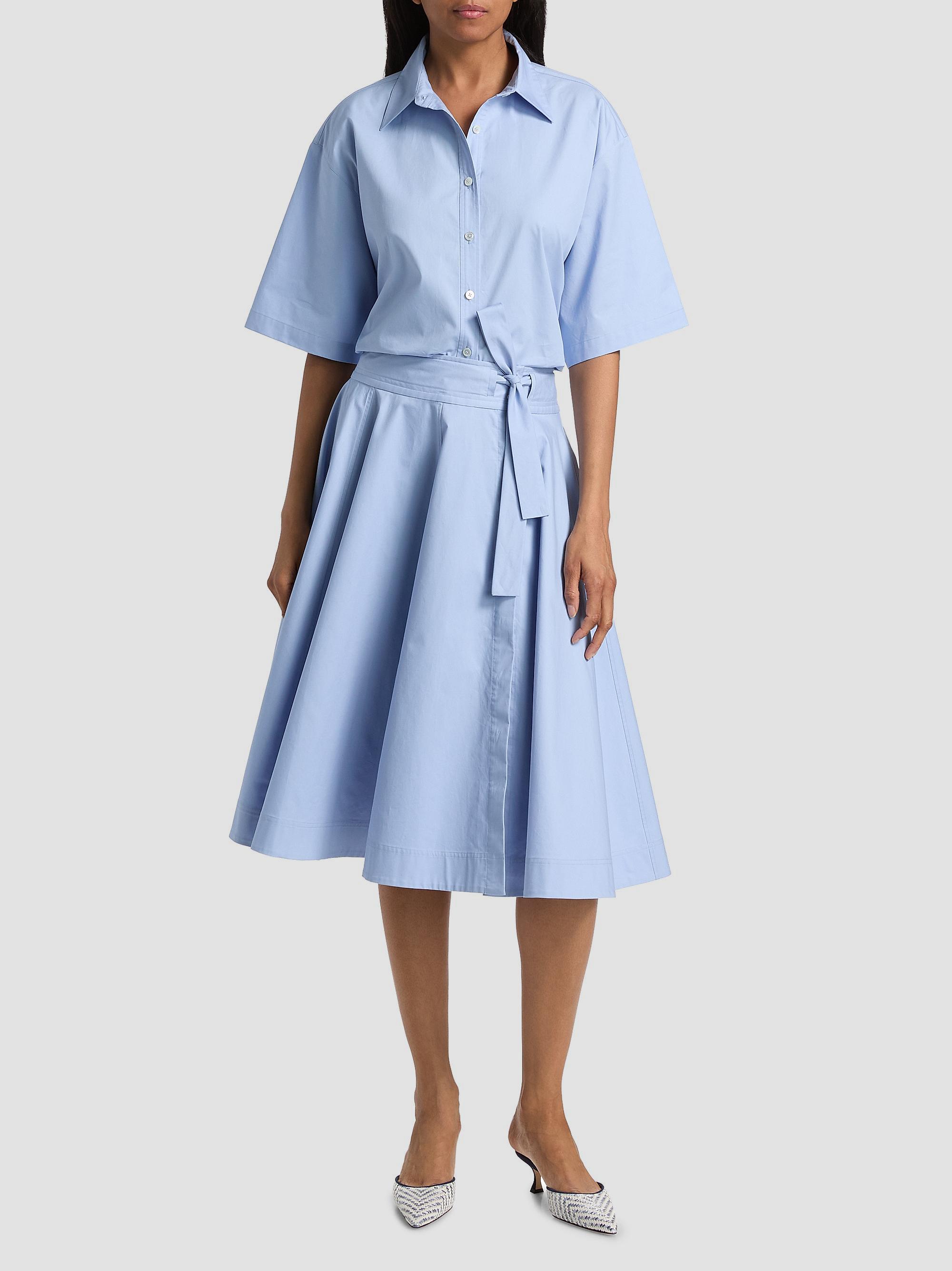 Derek Lam 10 Crosby Women's Sage Cotton-Twill Wrap Skirt - Light Blue | Thumbnail 2