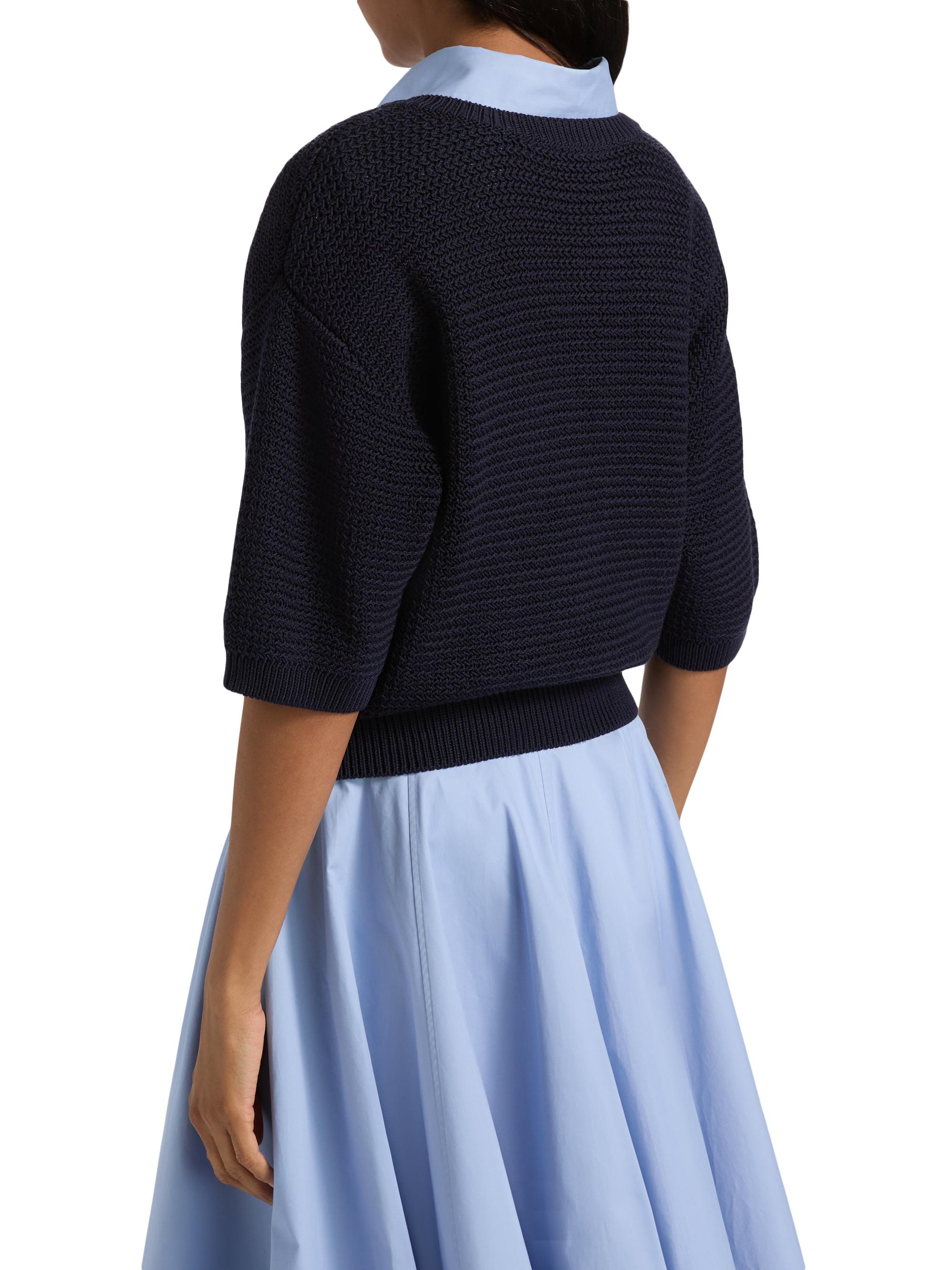 Derek Lam 10 Crosby Women's Madison Cotton Elbow-Sleeve Sweater - Navy | Thumbnail 5