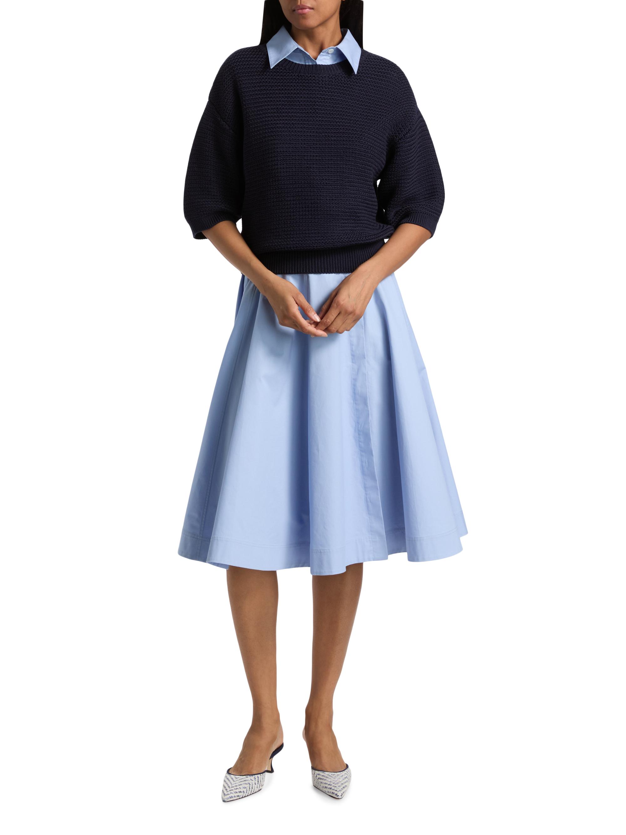 Derek Lam 10 Crosby Women's Madison Cotton Elbow-Sleeve Sweater - Navy | Thumbnail 2
