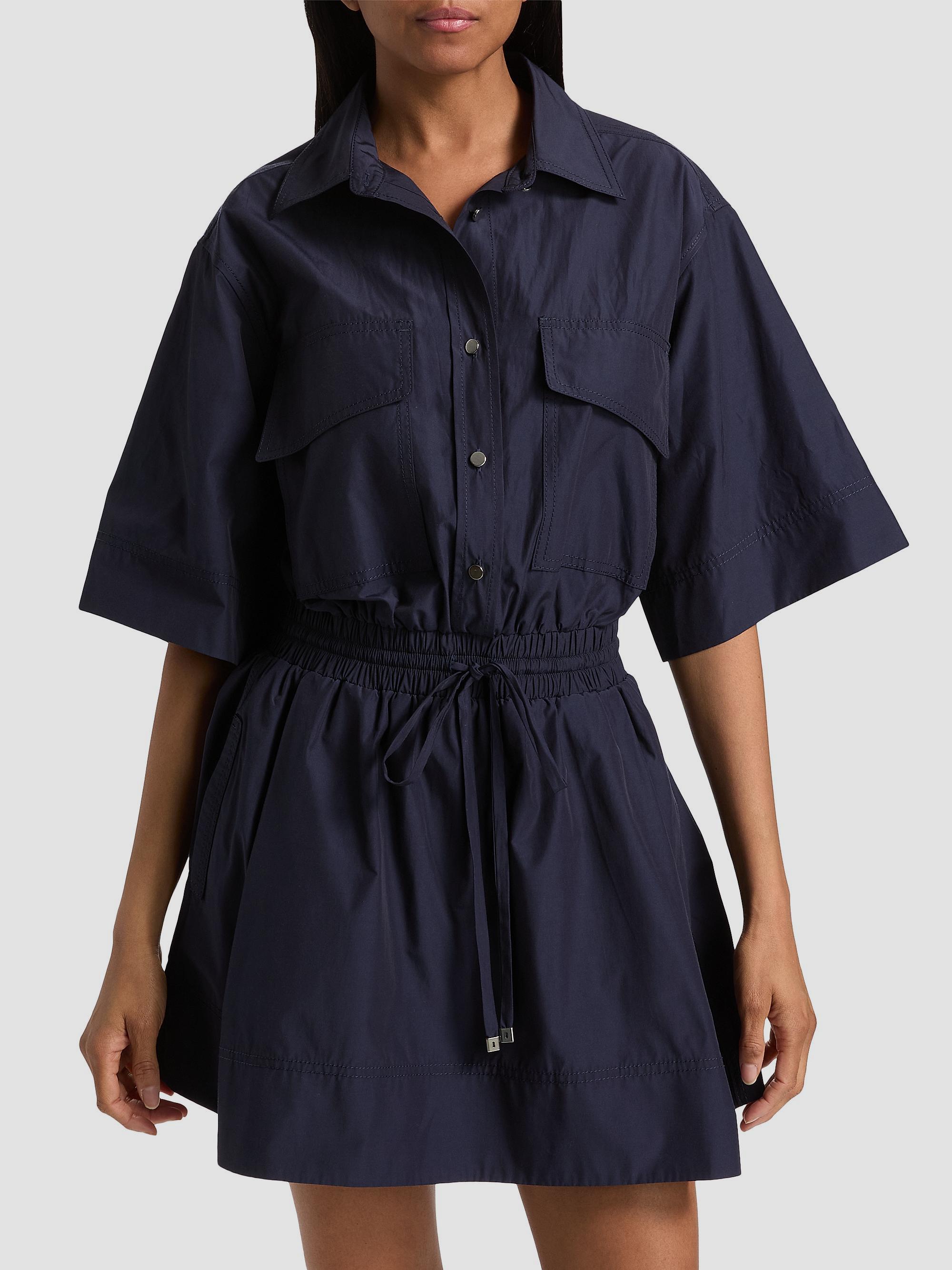 Derek Lam 10 Crosby Women's Sabrina Cotton-Poplin Drawstring Minidress - Dark Navy | Thumbnail 3