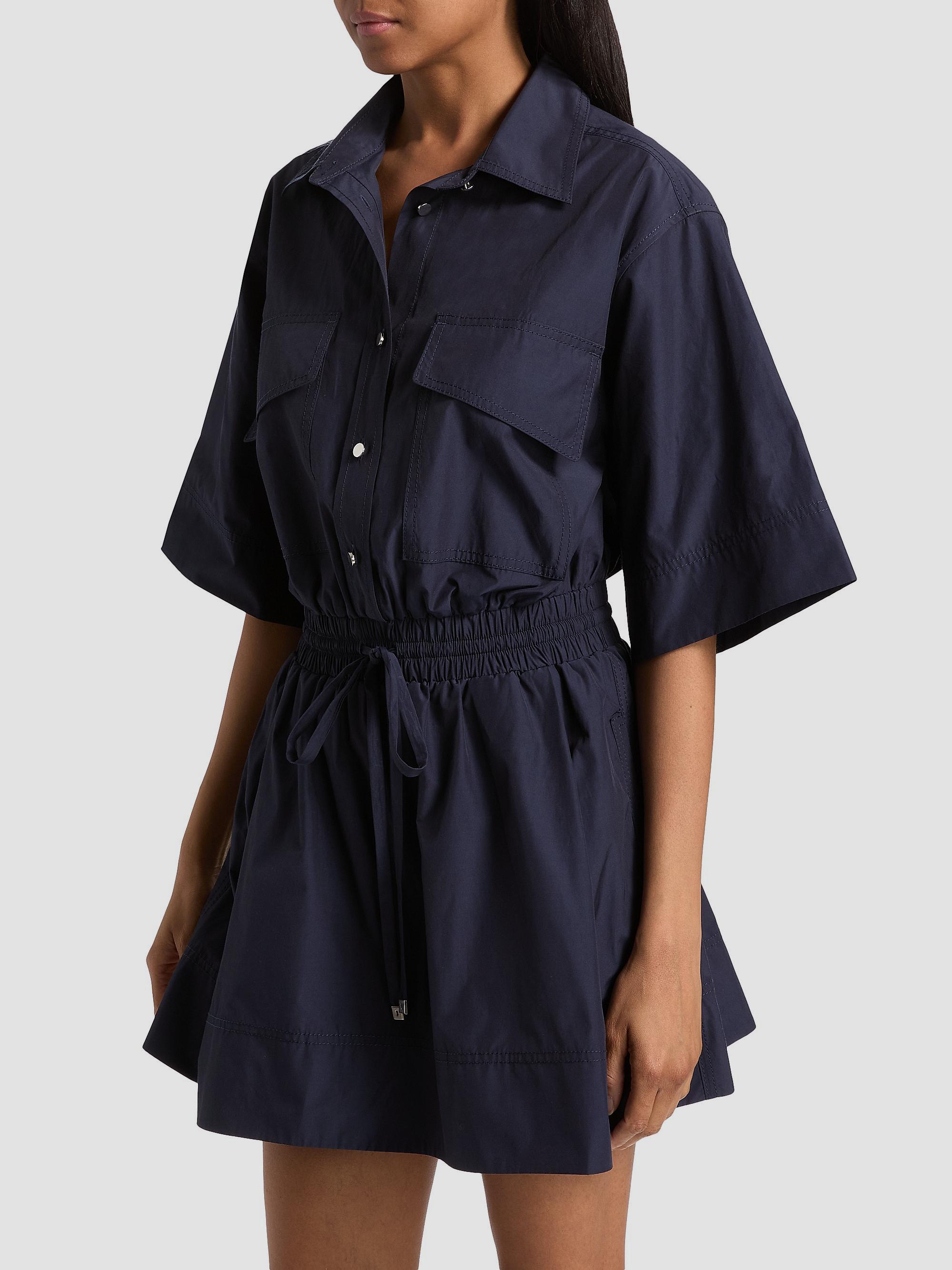 Derek Lam 10 Crosby Women's Sabrina Cotton-Poplin Drawstring Minidress - Dark Navy | Thumbnail 4