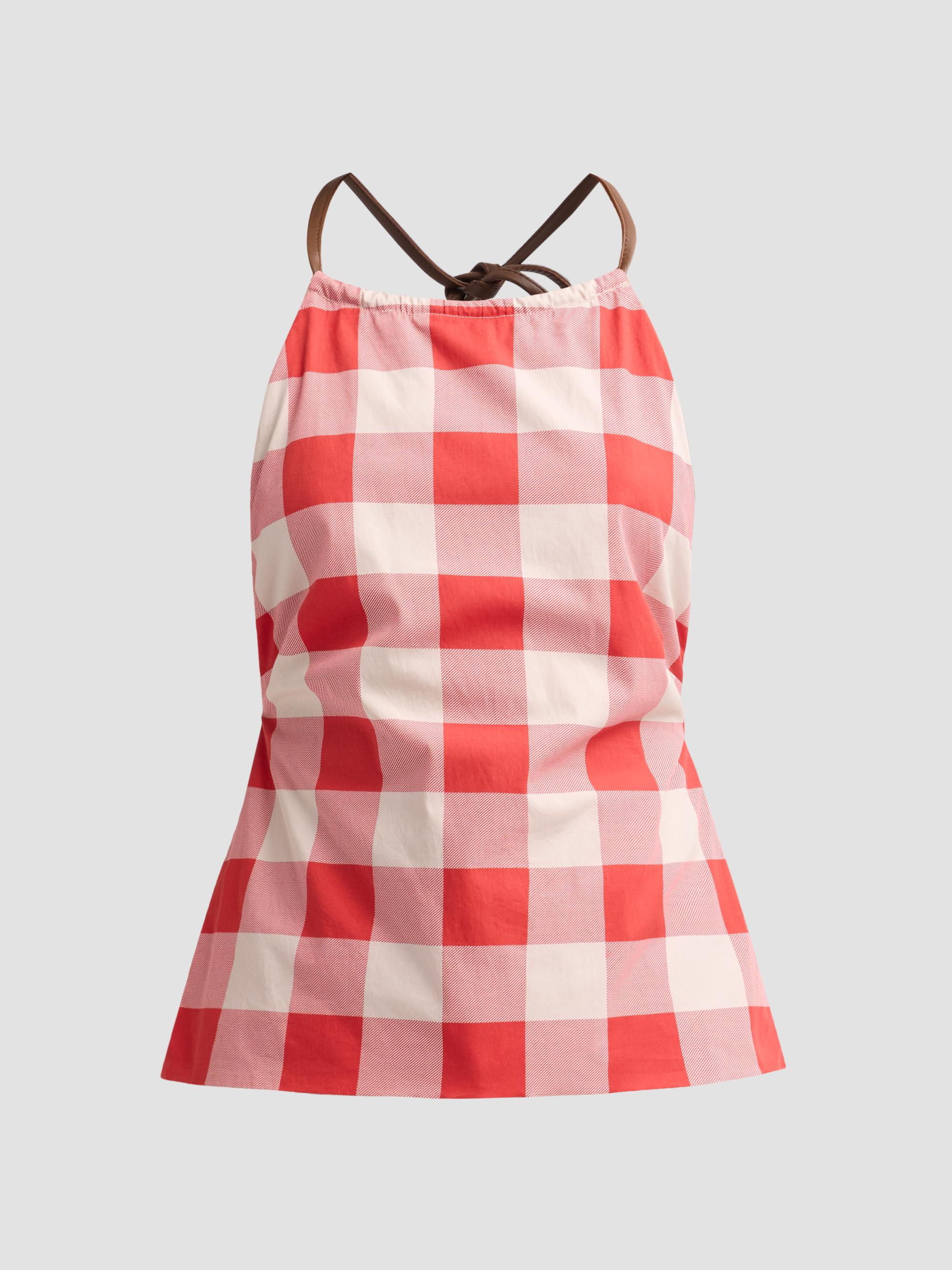 SEROYA Women's Deza Check Halter Top - Geranium Gigham | Thumbnail 6
