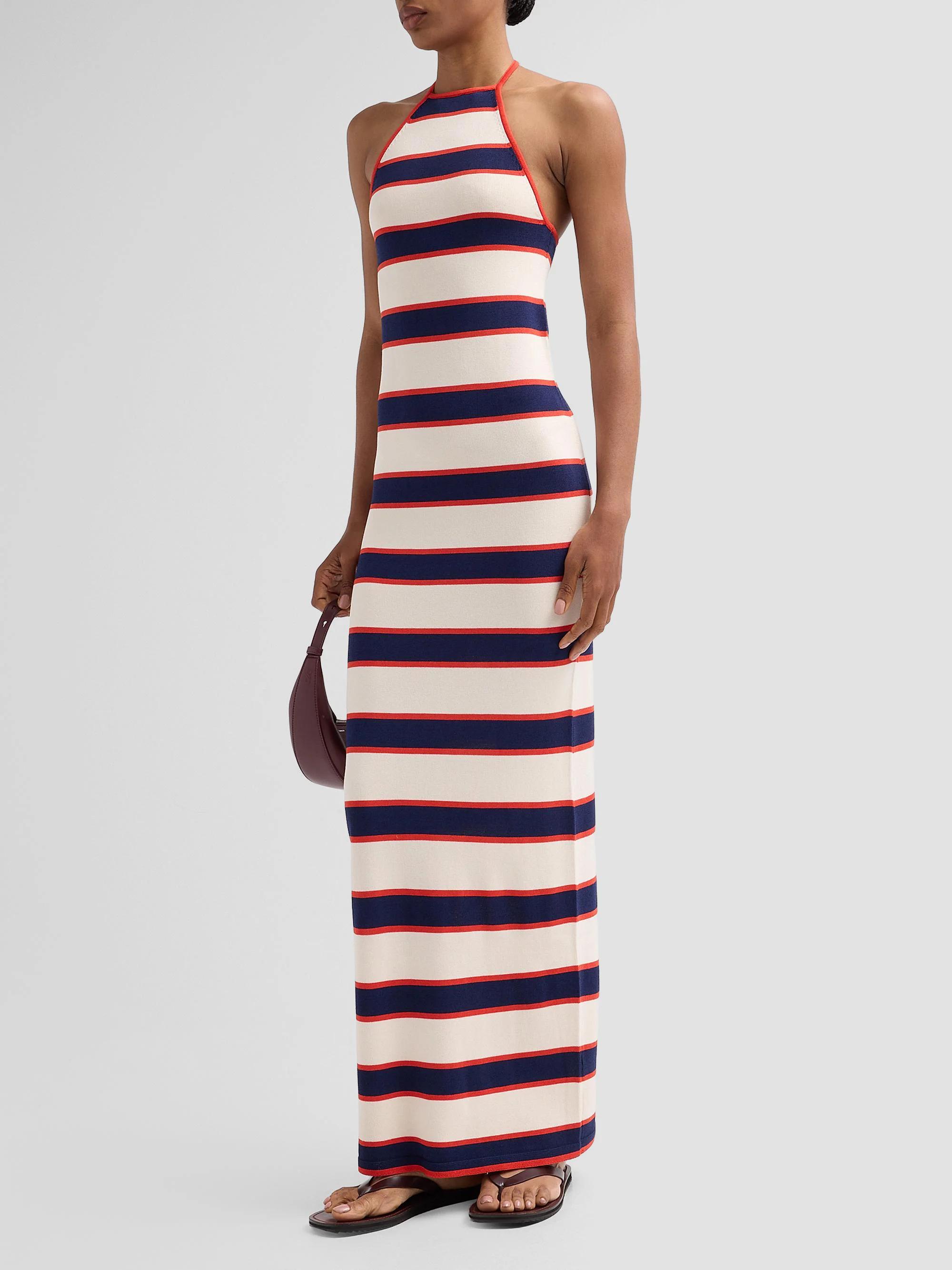 Arrabella Knit Maxi Dress Eggshell Stripe / XL