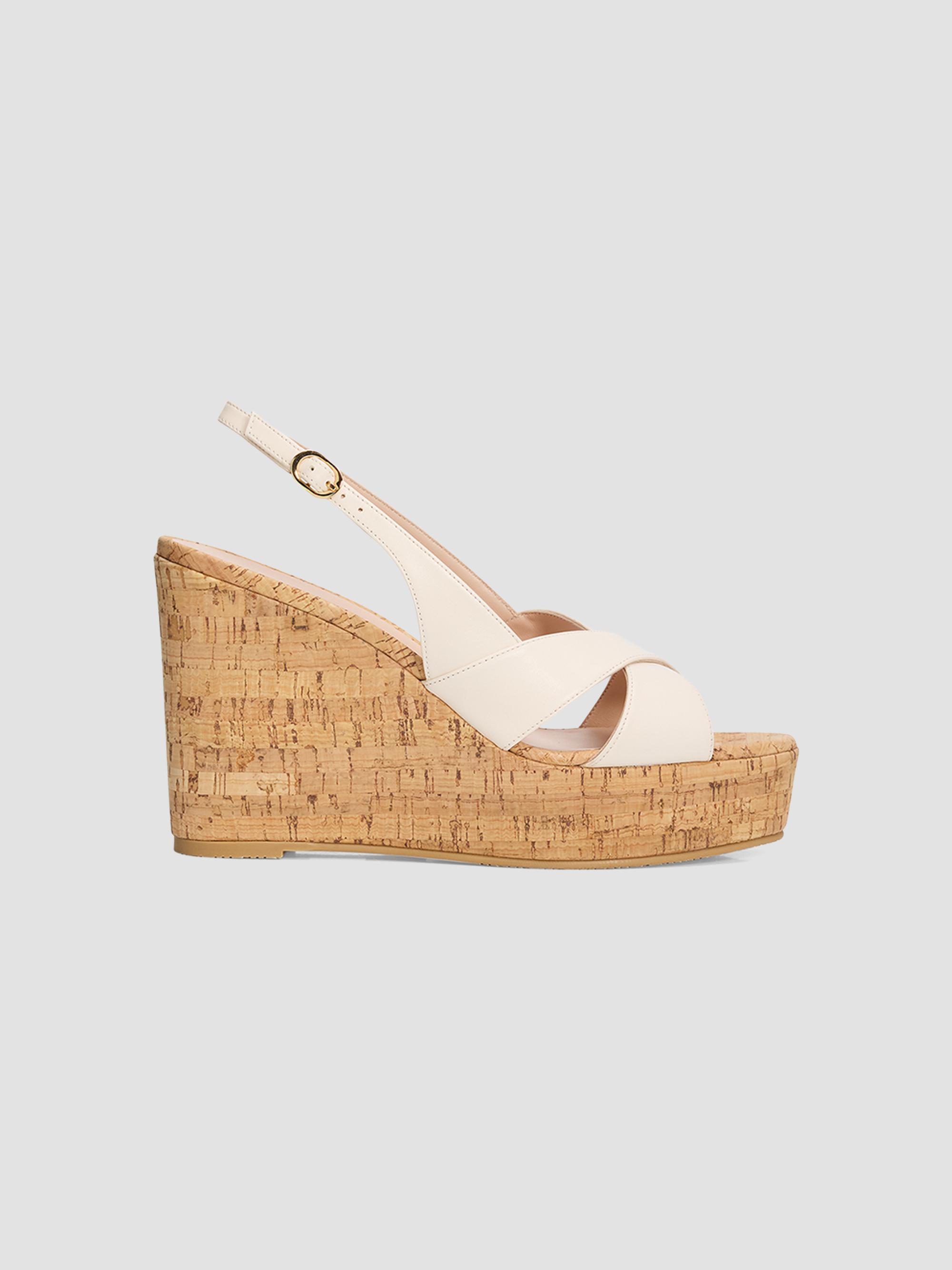 Women's Dayna Leather Slingback Wedges - Cream - Size 8.5