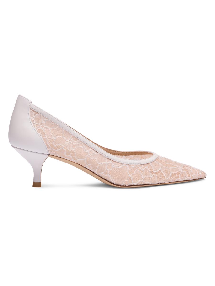 Stuart Weitzman Stuart Power 50MM Floral Lace Kitten-Heel Pumps