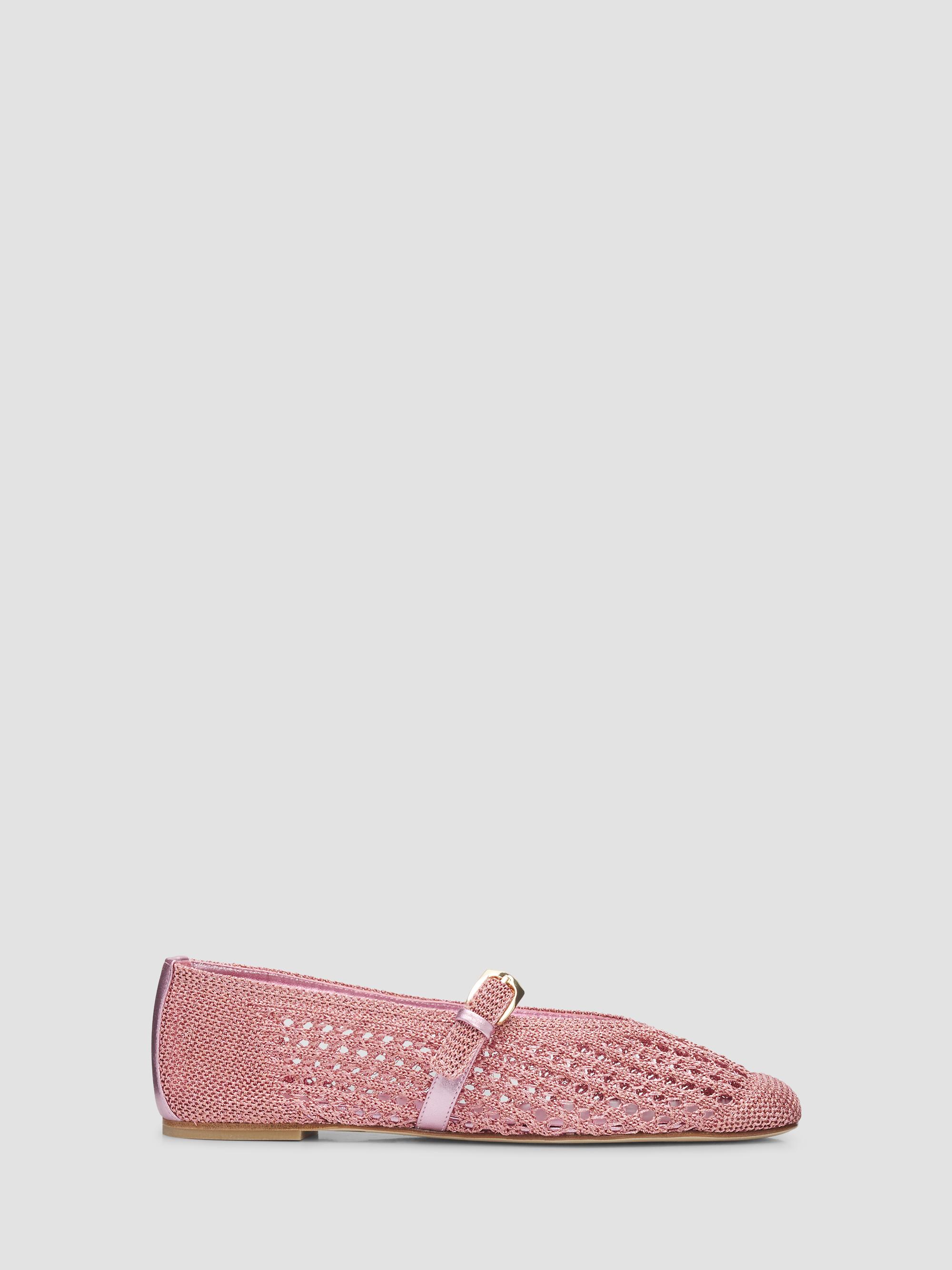 Stuart Weitzman Women's Leora Leather-Trim Crochet Mary Janes - Soft Rose | Thumbnail 4