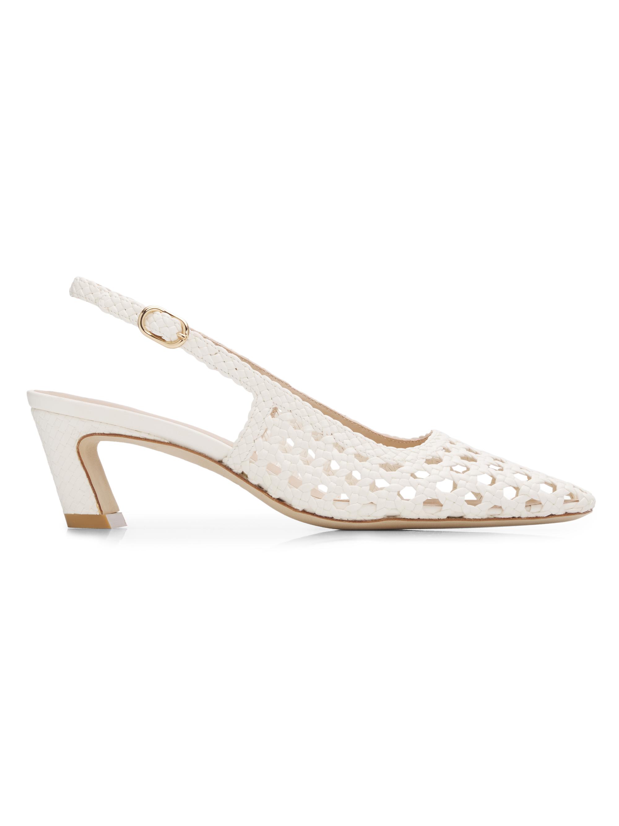 Stuart Weitzman Women's Stassi 50MM Leather Slingback Pumps - Cream