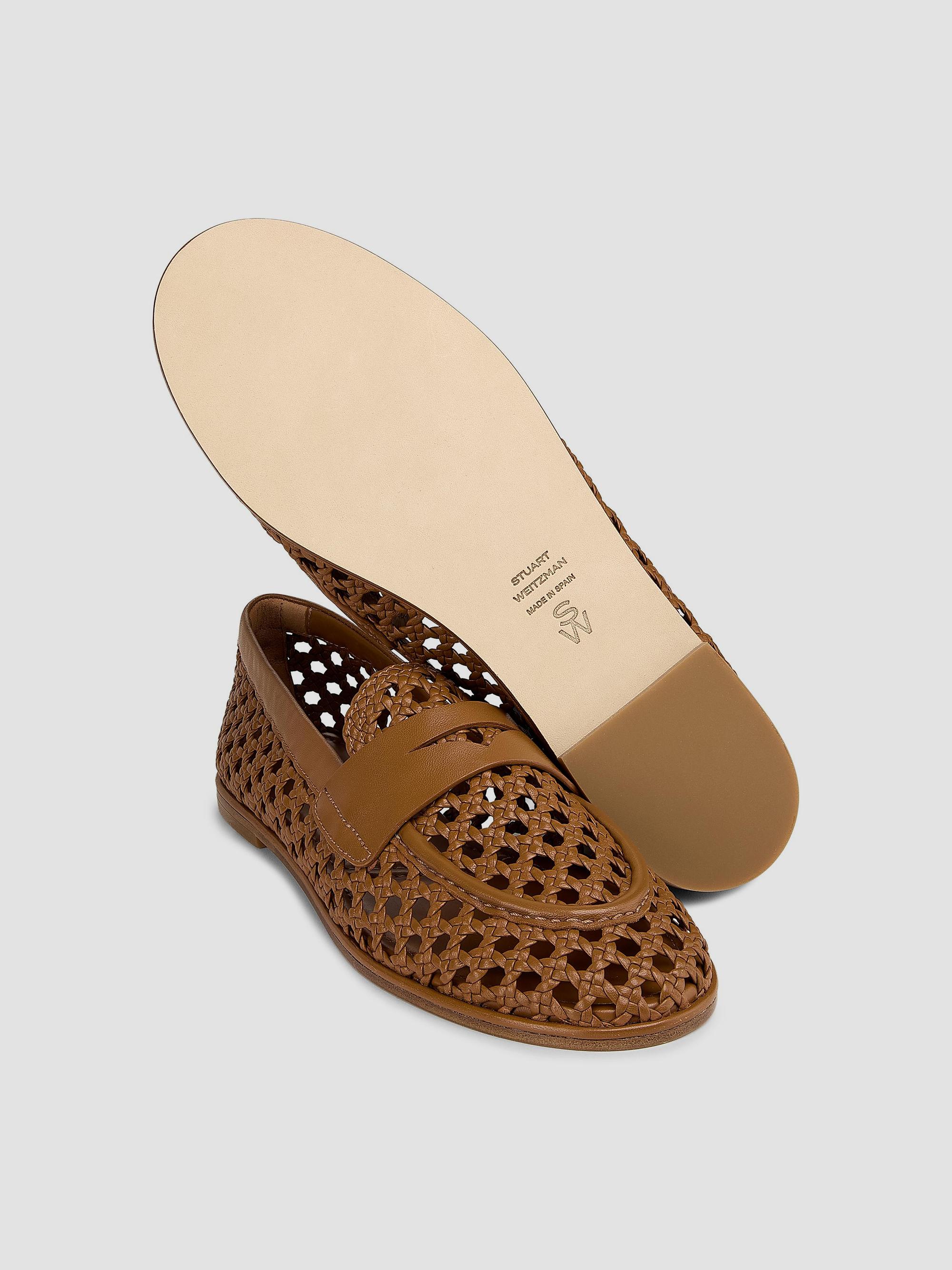 Stuart Weitzman Spencer Woven-Leather Penny Loafers | Saks  display picture 3