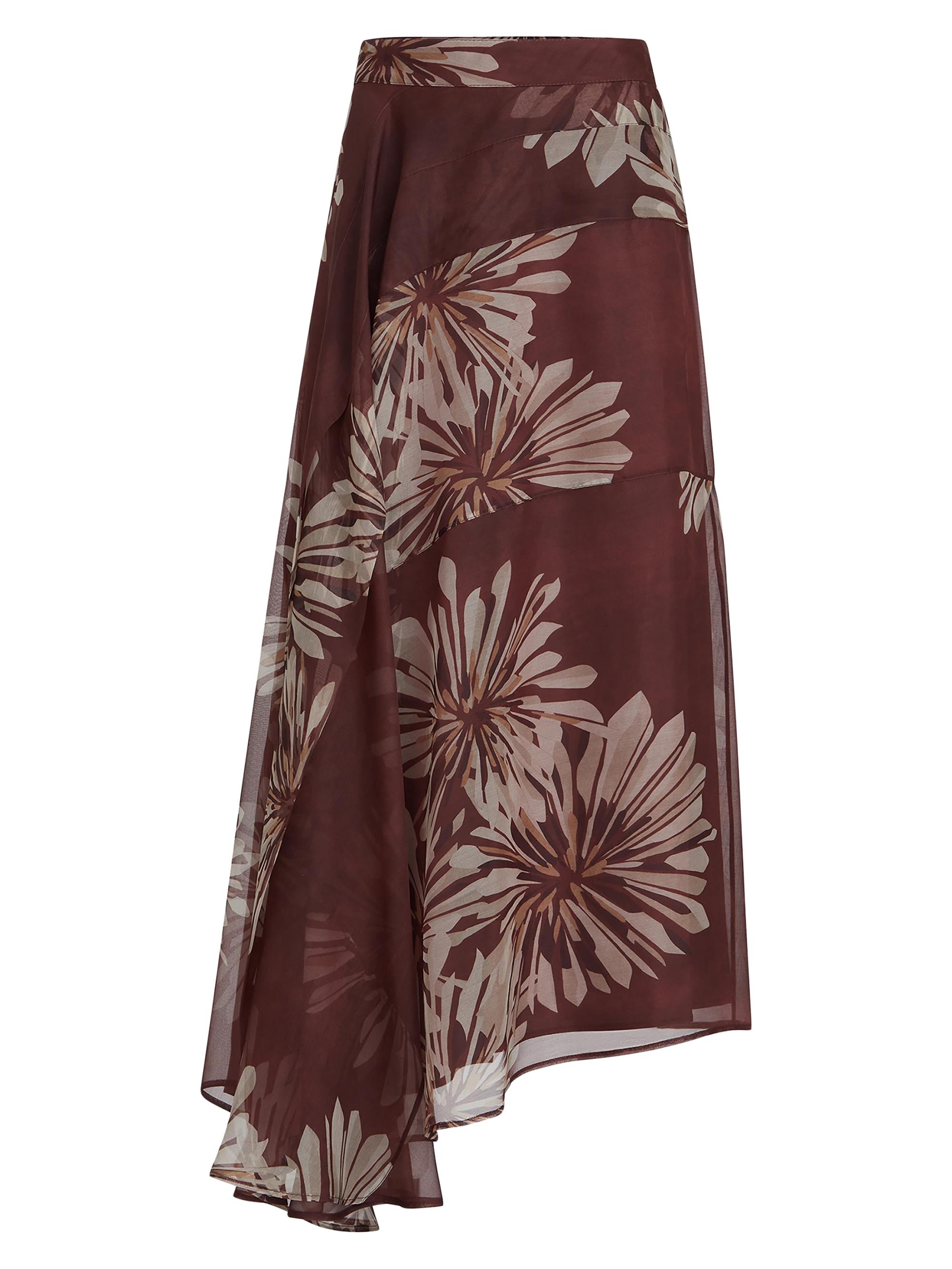 Brunello Cucinelli Women's Bloom Print Silk Organza Fluid Skirt - Bordeaux