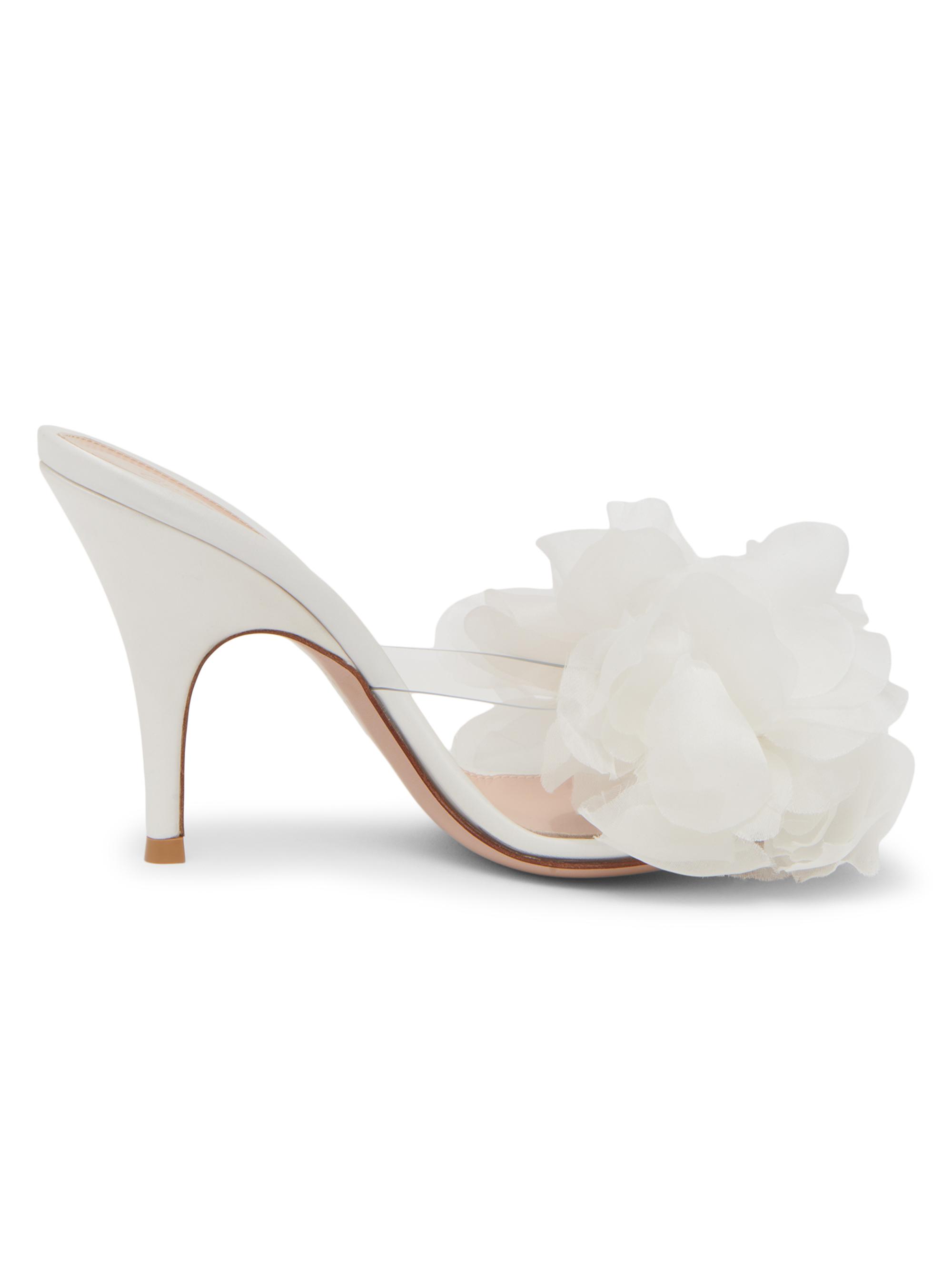 Gianvito Rossi Women's 95MM Tulle Floral-Appliquéd Sandals - White