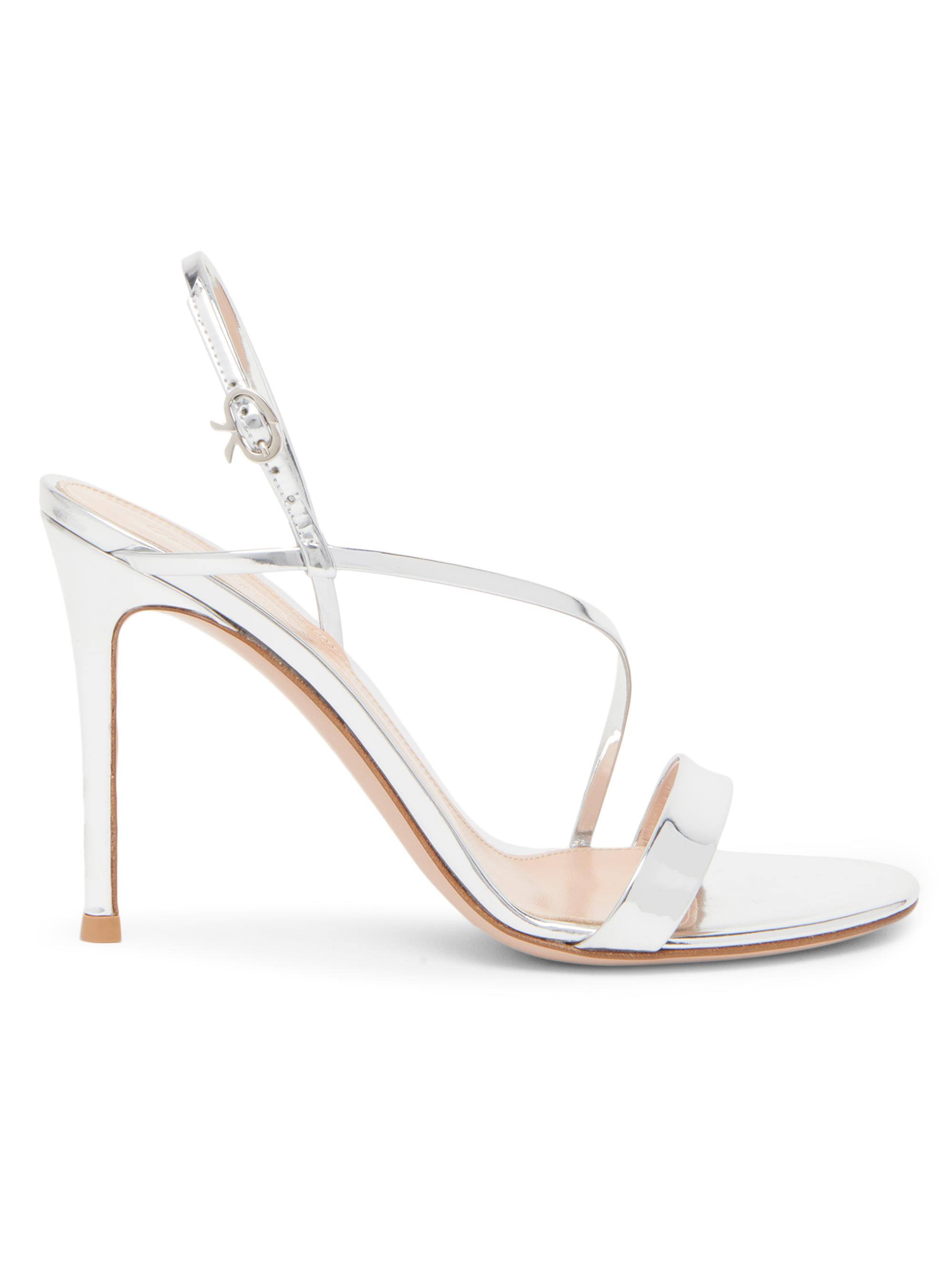 Gianvito Rossi Women's 95MM Patent Leather Stiletto Sandals - Silver