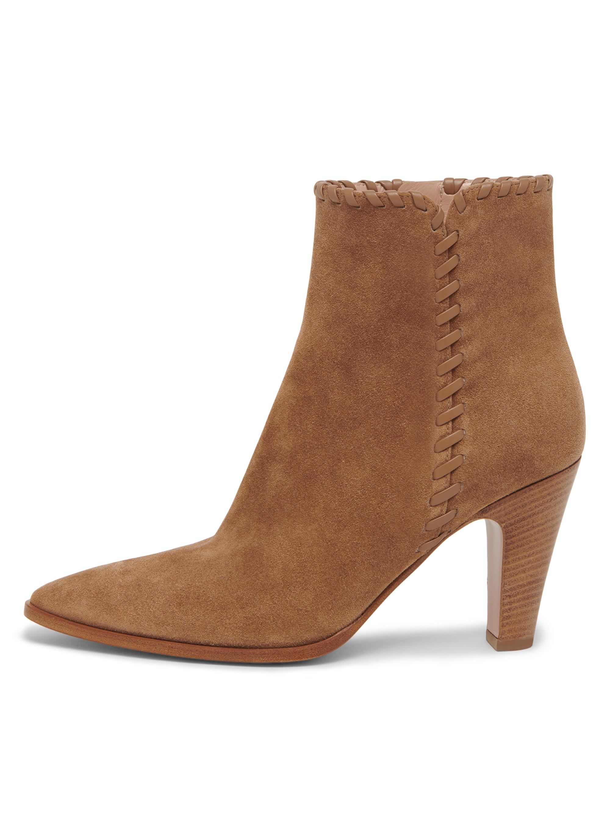 Gianvito Rossi Women's 85MM Whipstitch-Trim Suede Ankle Boots - Camel