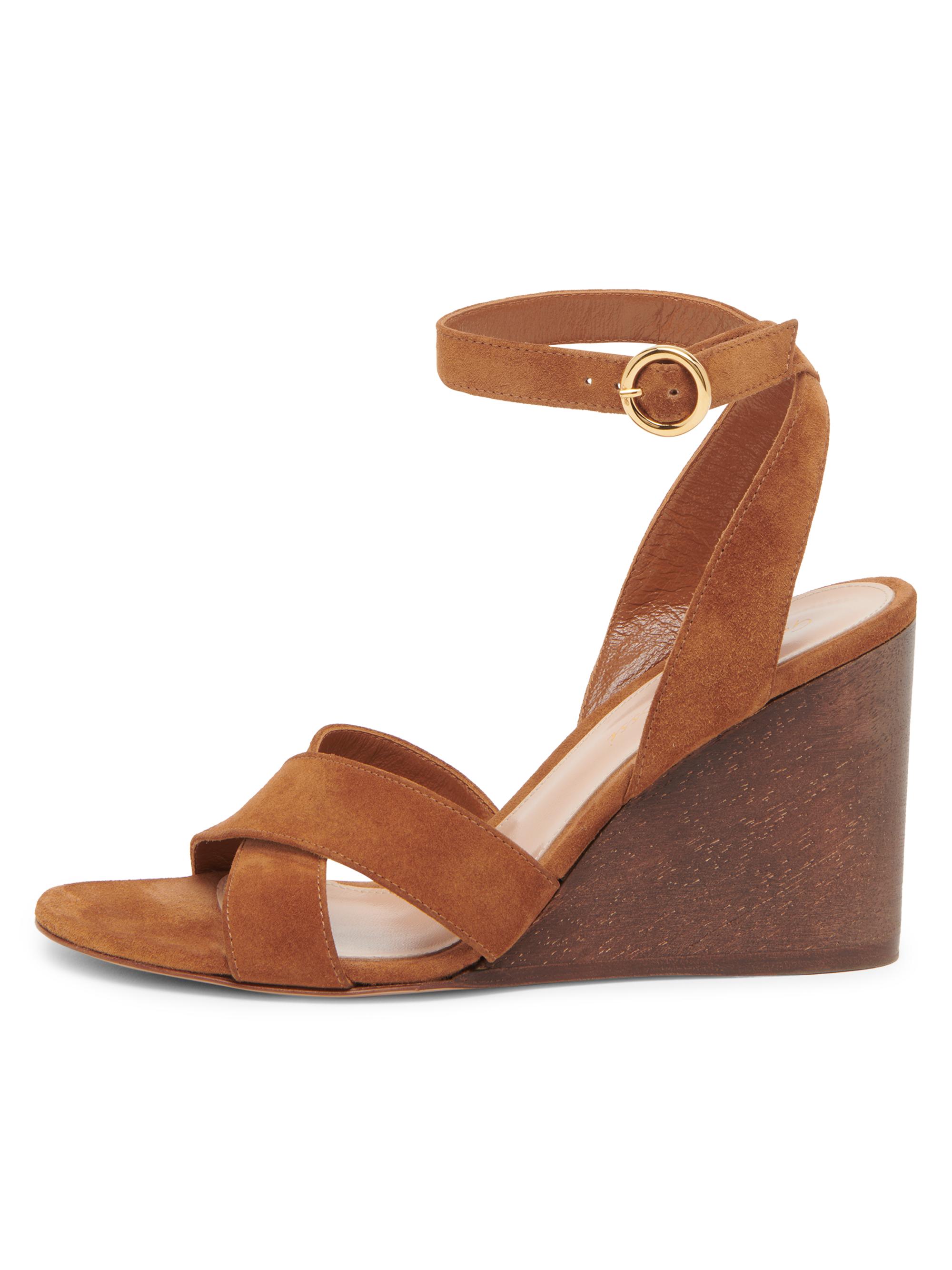 Gianvito Rossi Women's 85MM Suede Wedge Sandals - Luggage