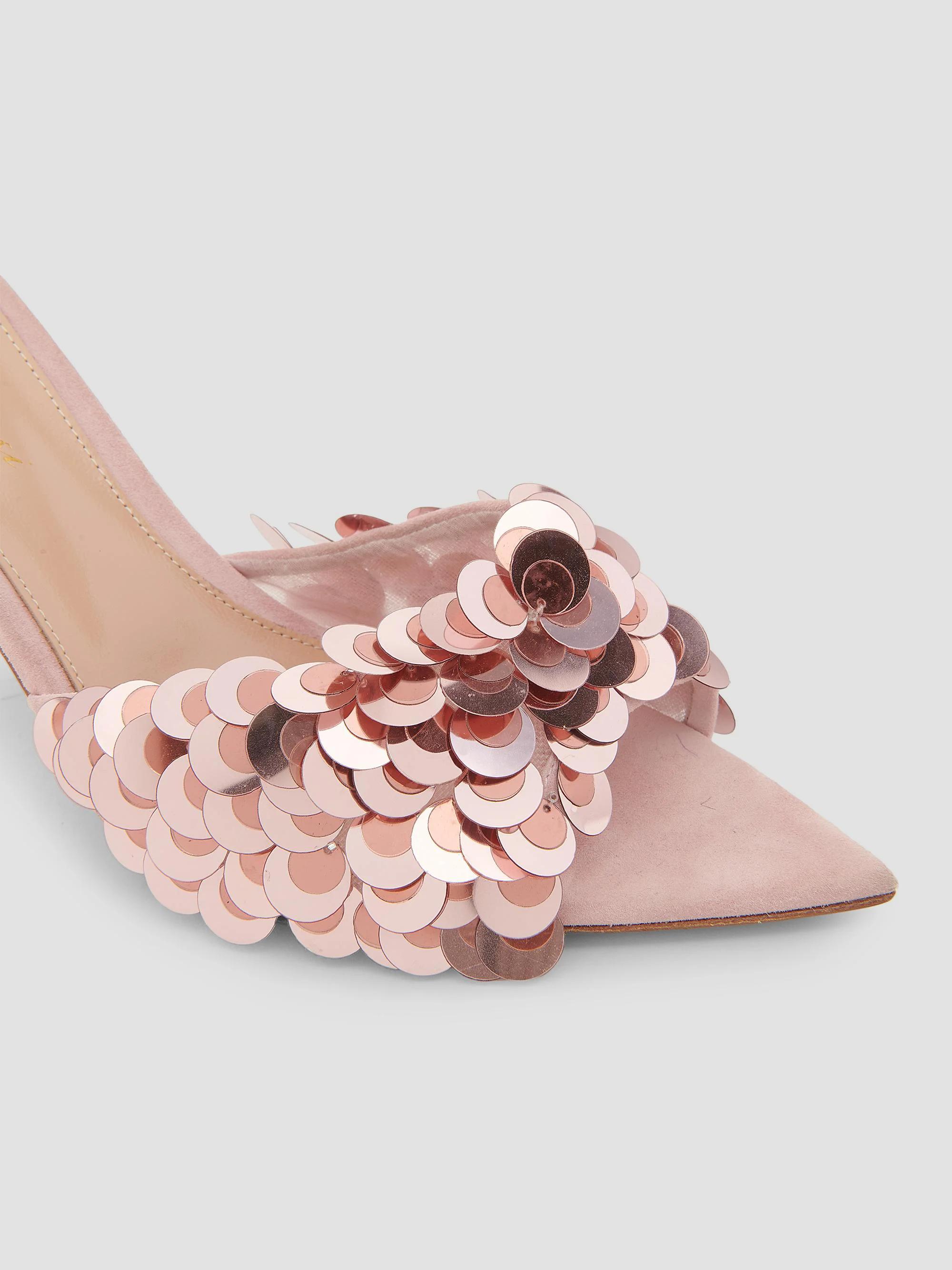 Gianvito Rossi 85MM Pailette-Embellished Suede Stiletto Mules