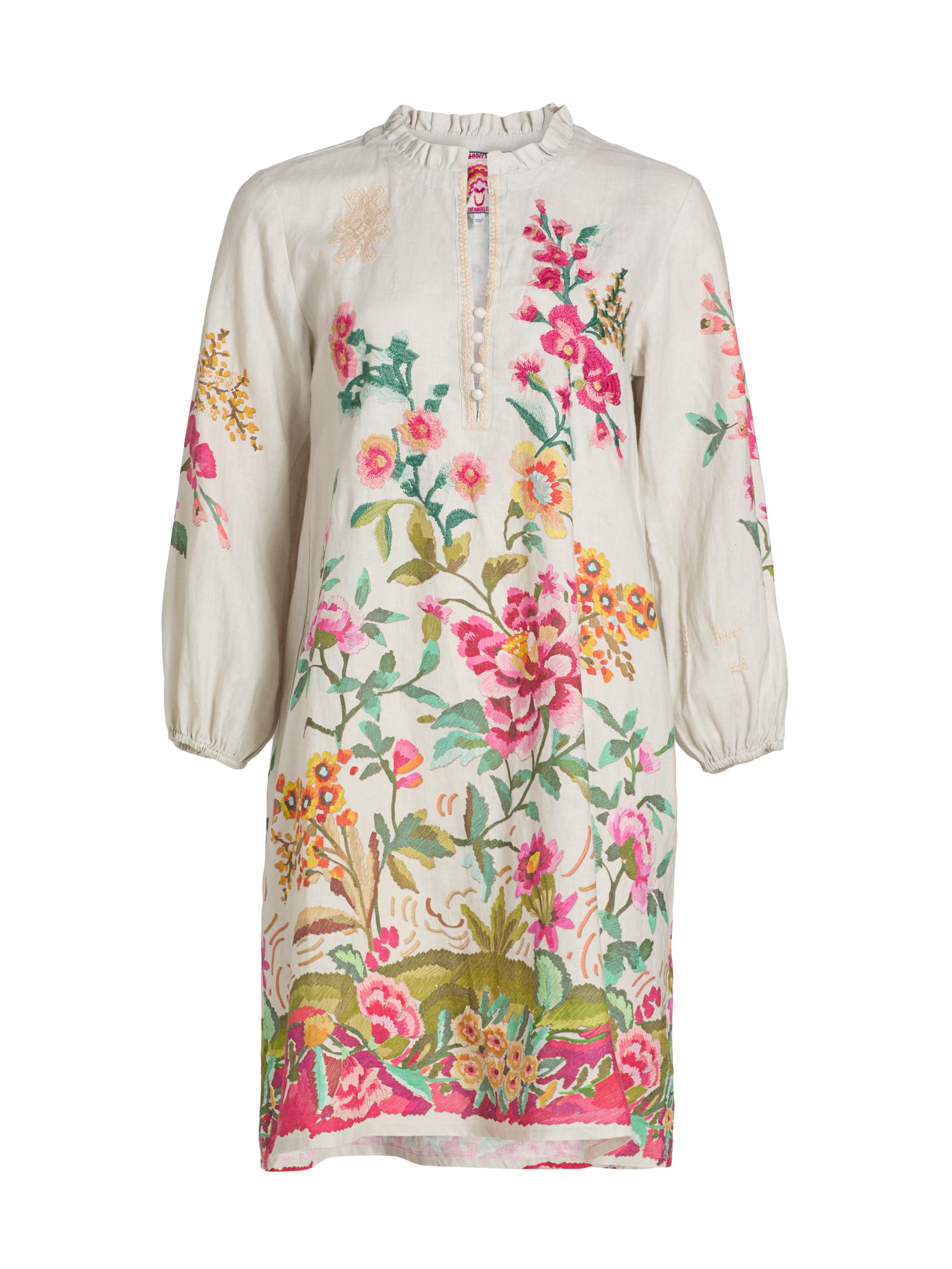 Johnny Was Women's Miraze Embroidered Linen Shift Field Minidress - Ecru Miraze