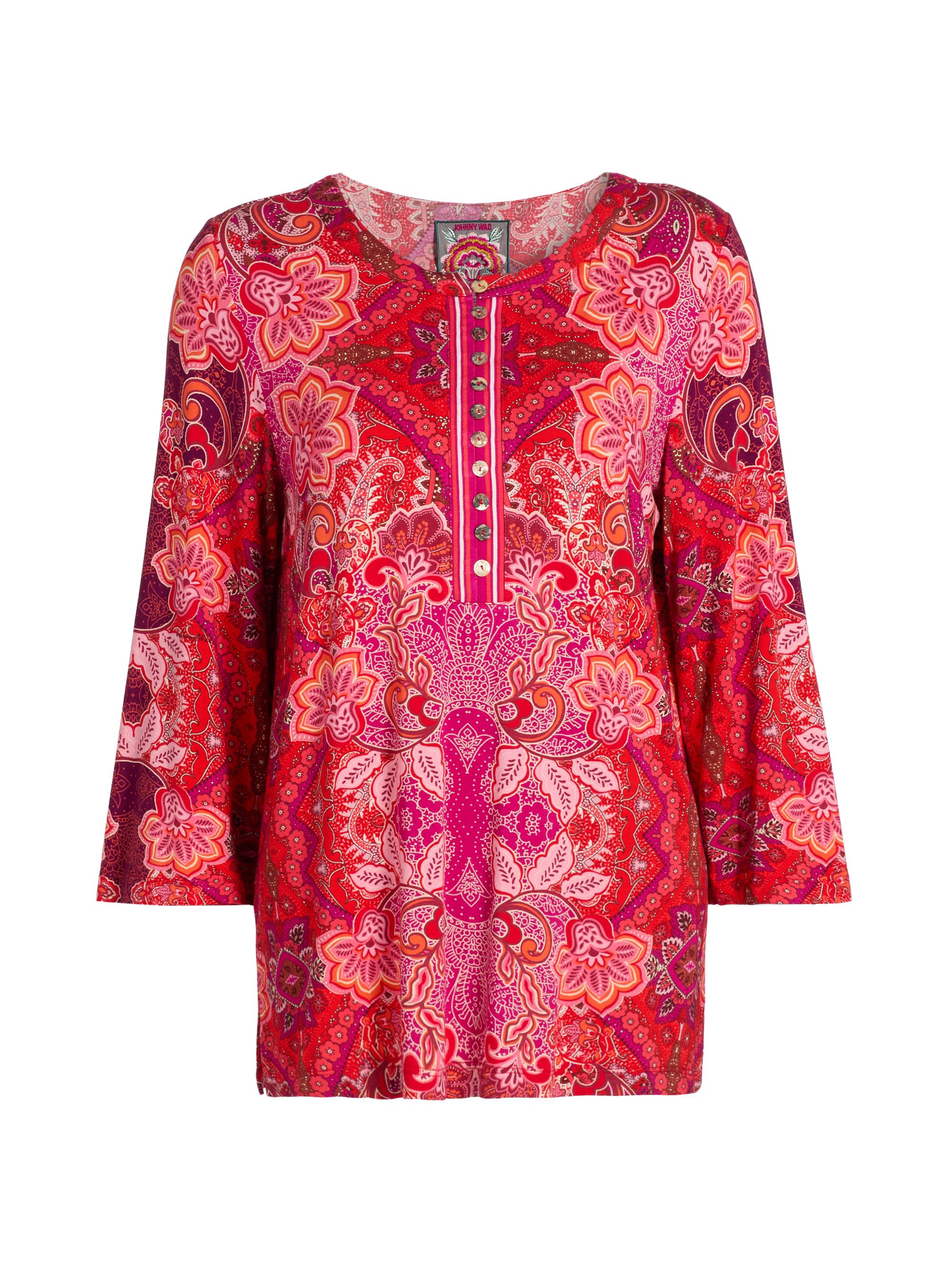 Johnny Was Women's The Janie Favorite Lantana Button-Front Henley Tunic - Lantana Scarf