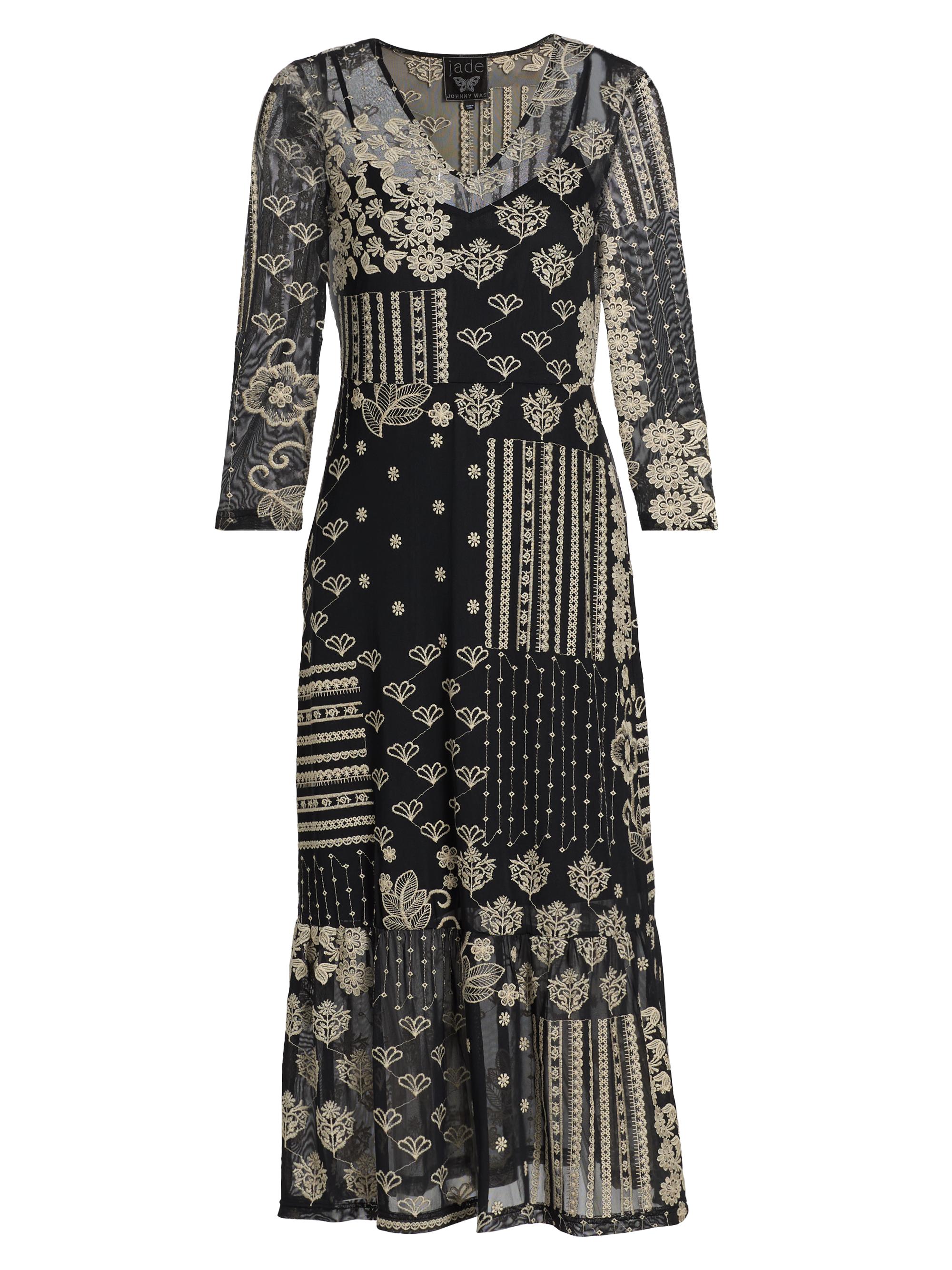 Johnny Was Women's Wynona Golden Blossom Midi-Dress - Black