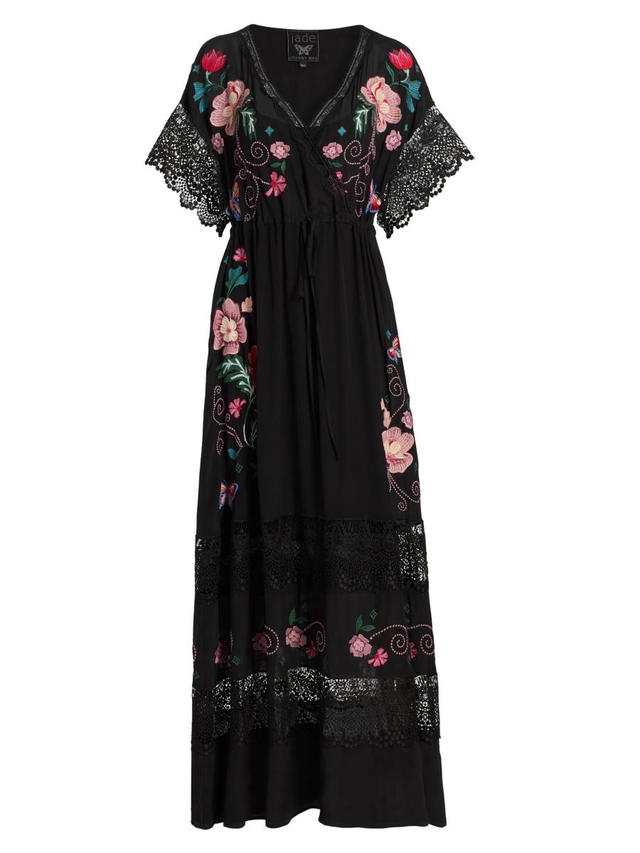 Johnny Was Adeline Amapola Embroidered Silk Maxi Dress | Saks