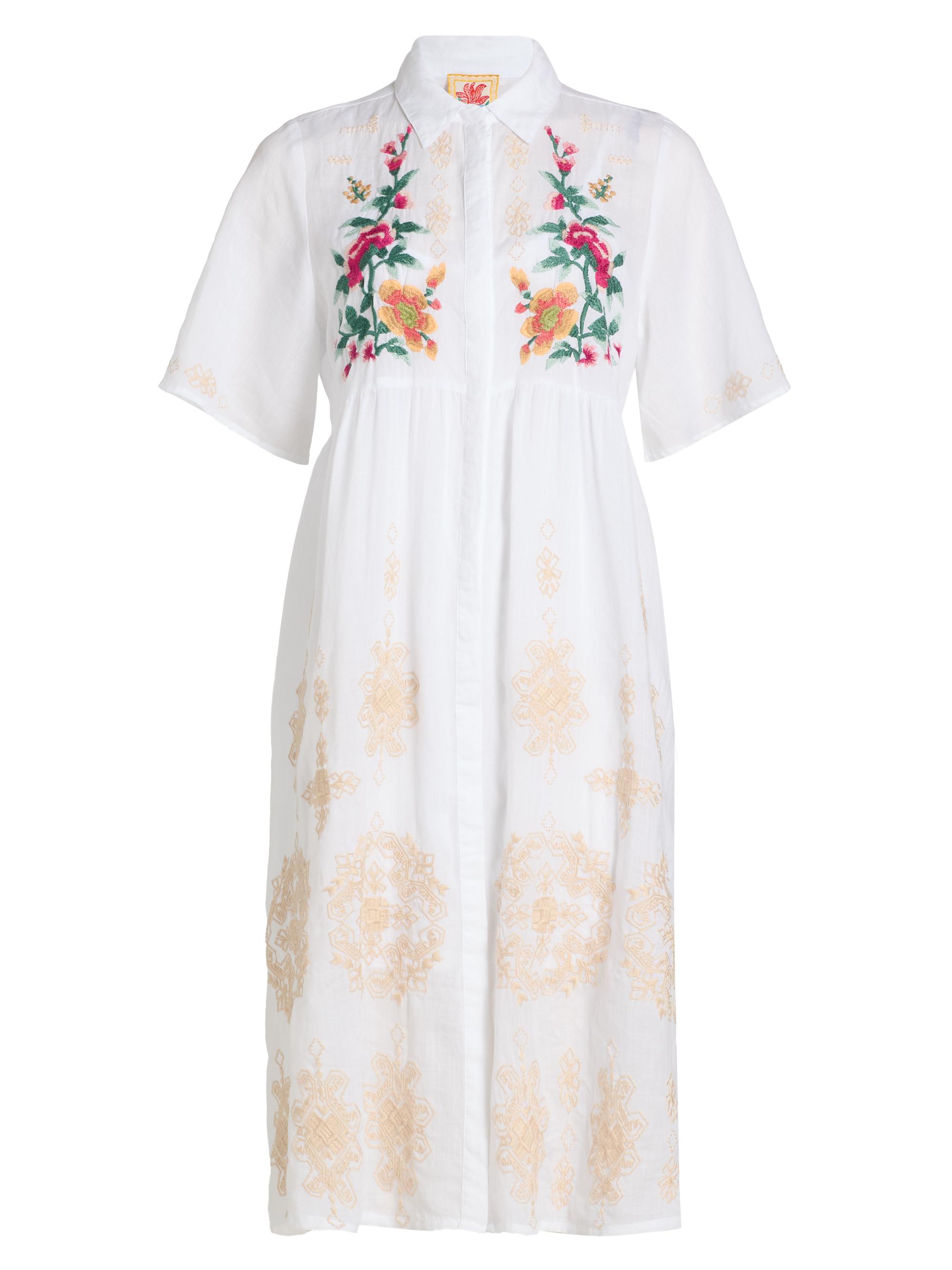Johnny Was Women's Sunnie Floral-Embroidered Shirtdress - White