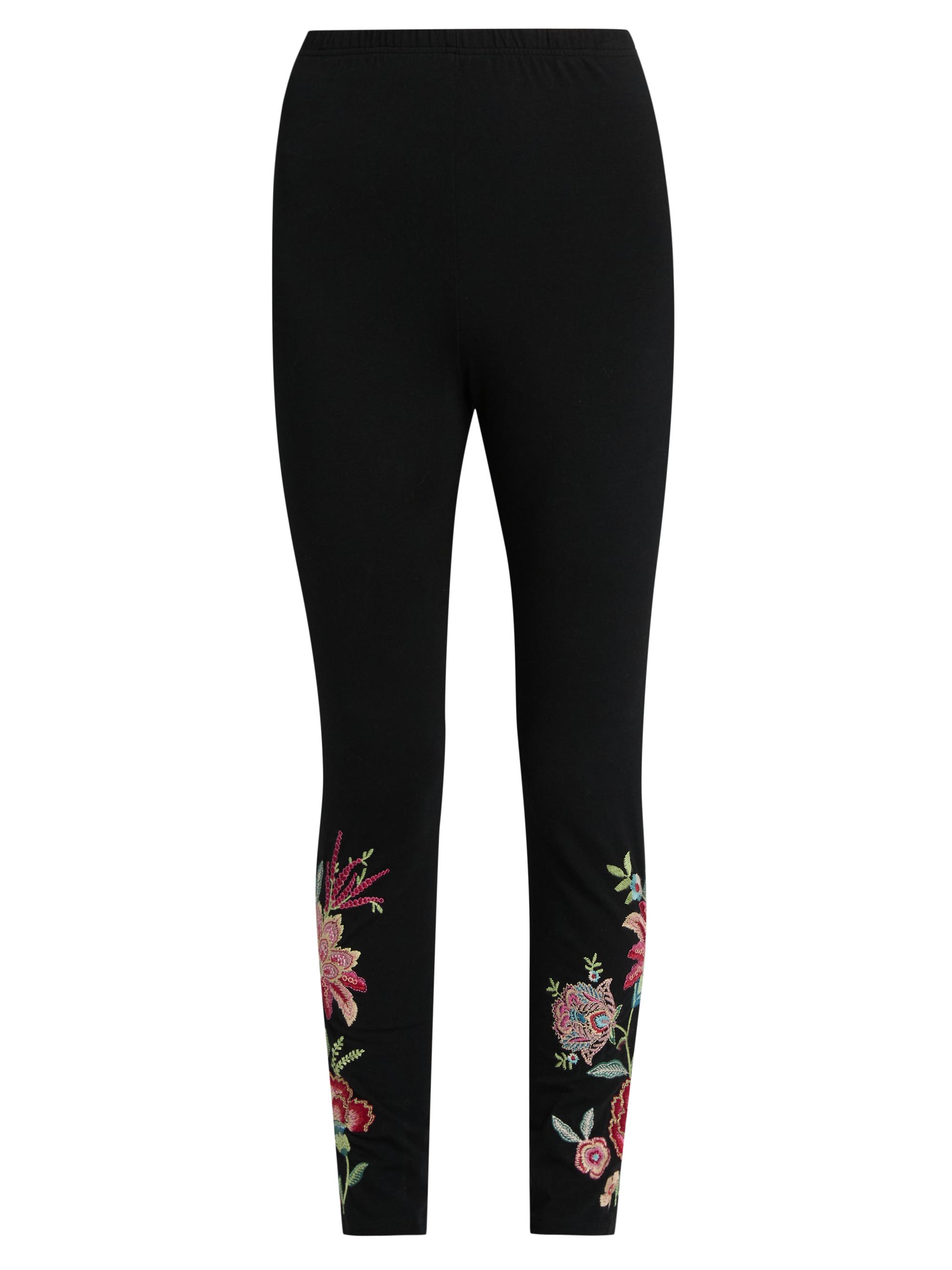 Johnny Was Women's Junie Embroidered Stretch-Cotton Leggings - Black
