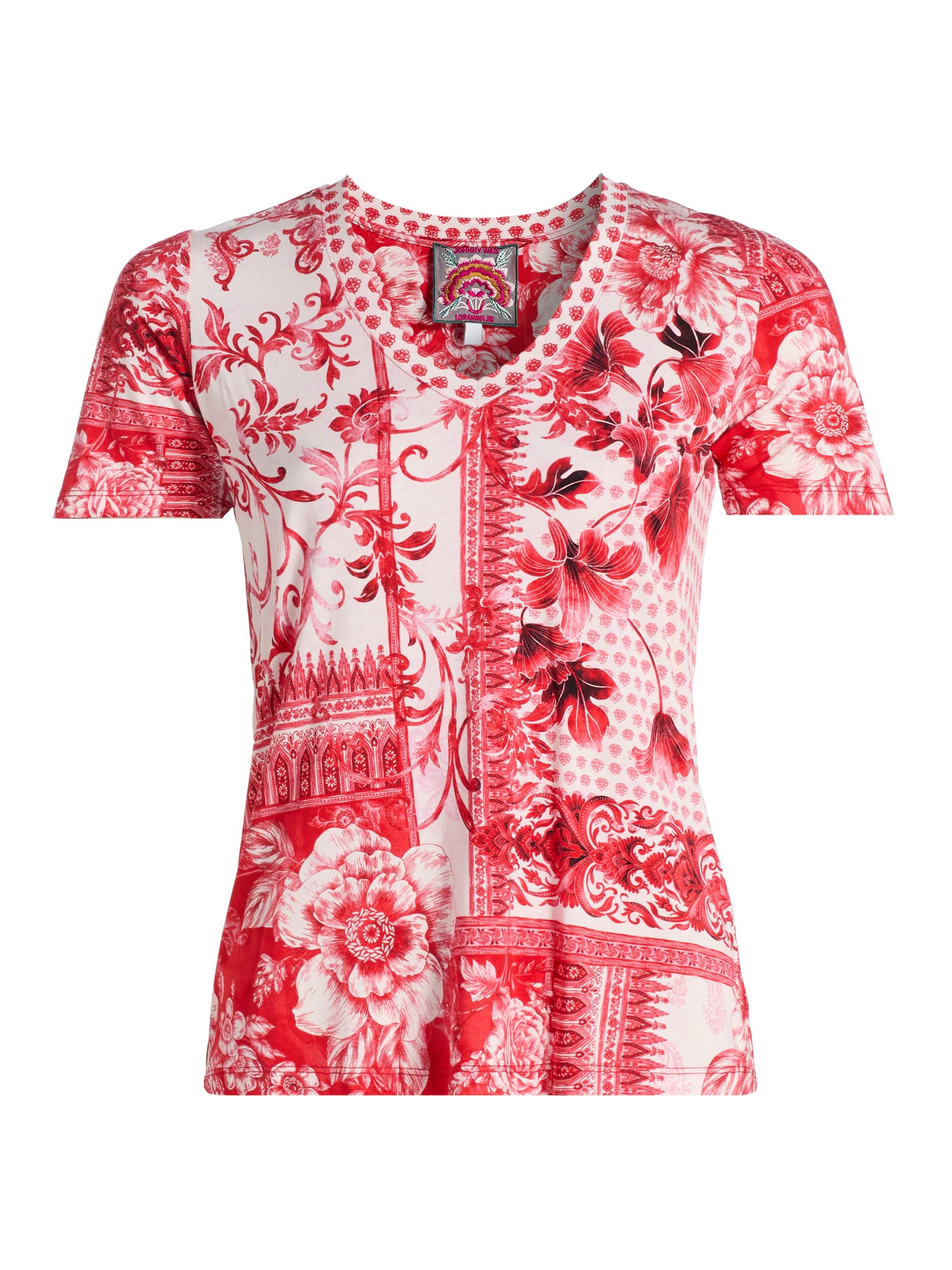 Johnny Was Women's The Janie Favorite Printed V-Neck T-Shirt - Diantha Scarf